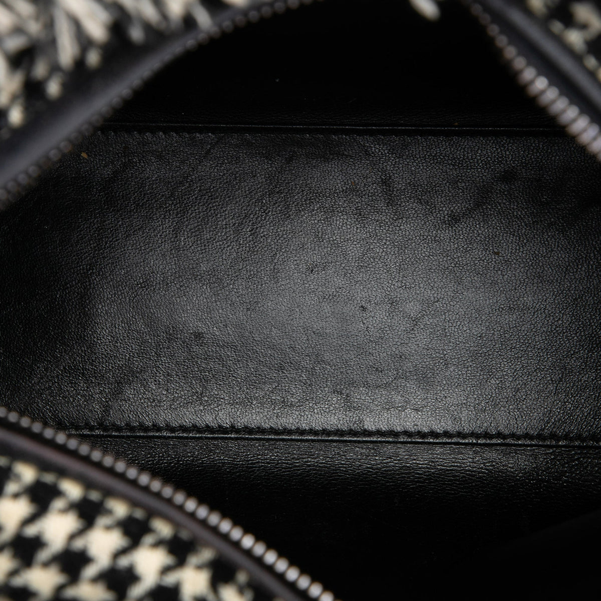 Dior Medium Tweed Fringe Houndstooth Lady Dior — Black