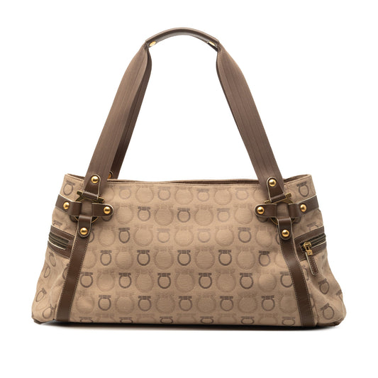 Gancini Canvas Shoulder Bag
