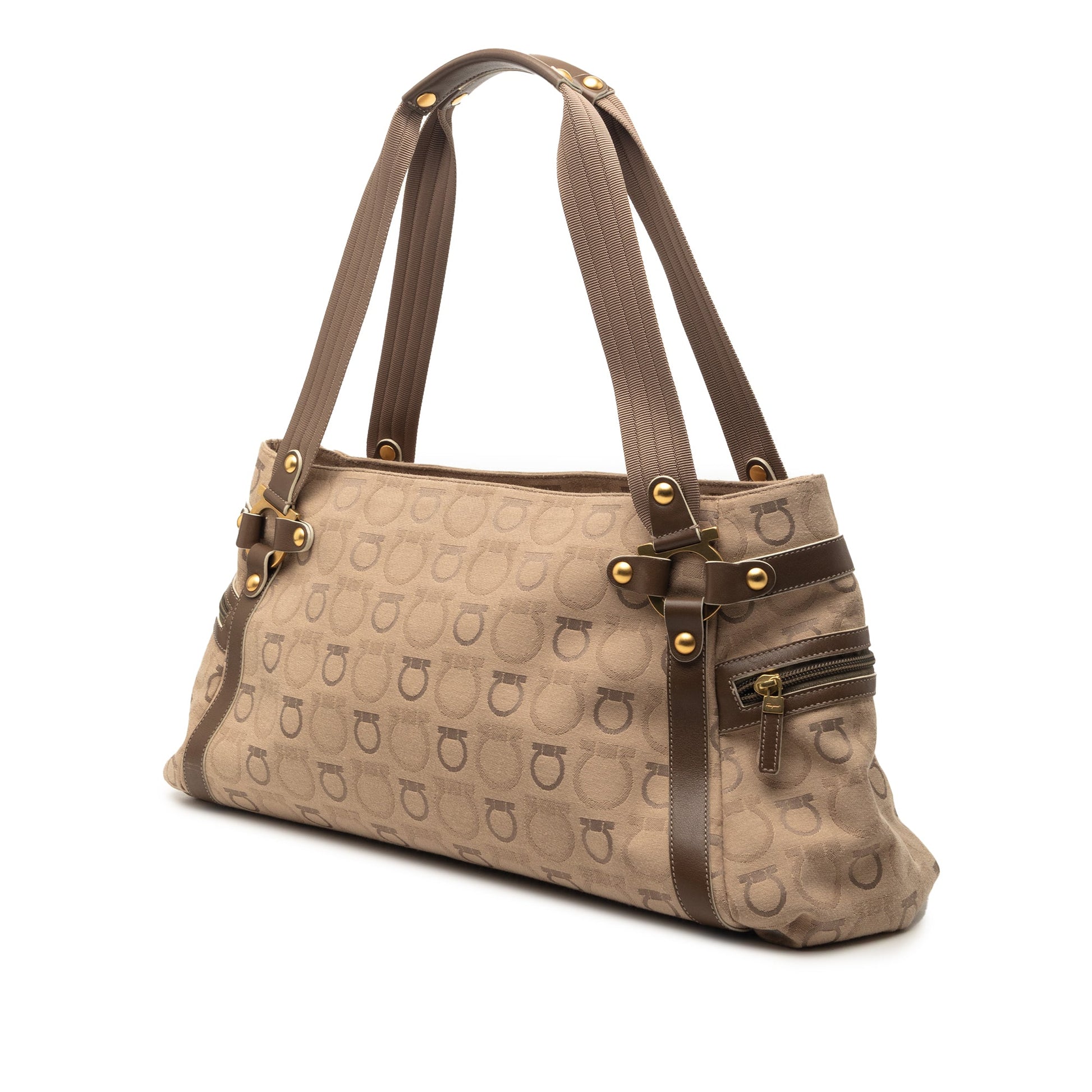 Gancini Canvas Shoulder Bag