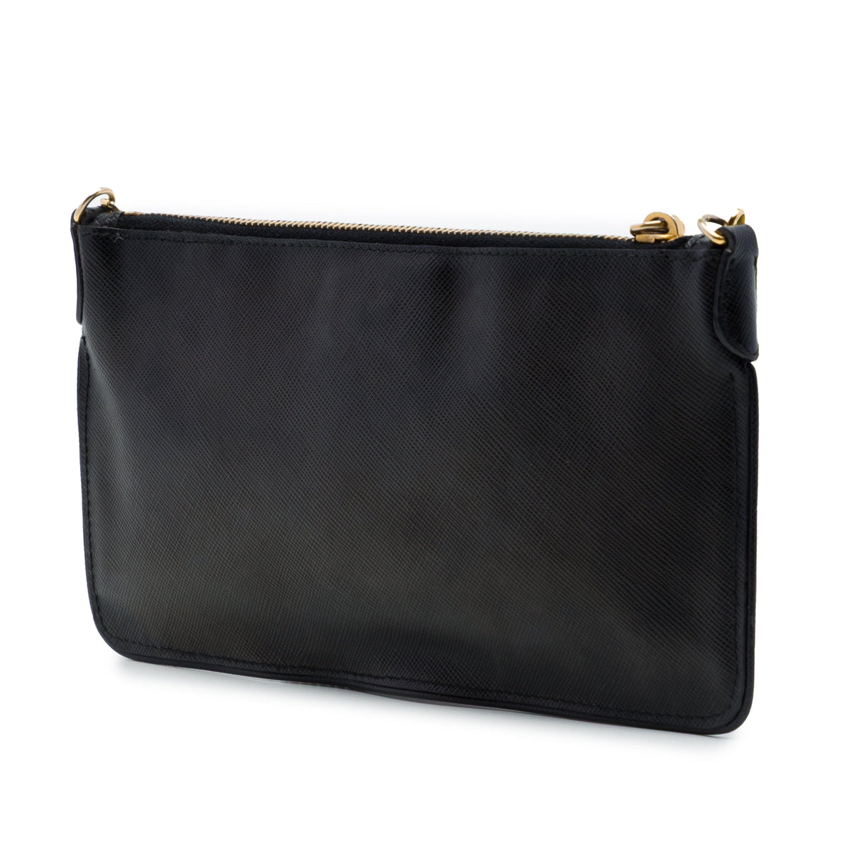 Prada Saffiano Lux Top Zip Crossbody — Black