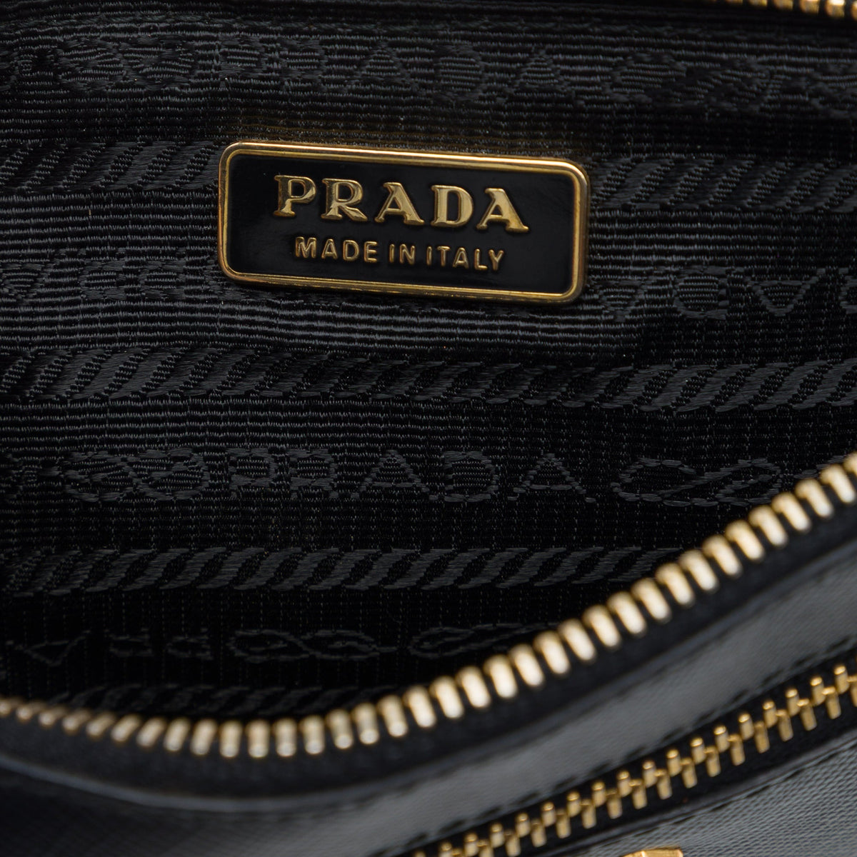 Prada Saffiano Lux Top Zip Crossbody — Black