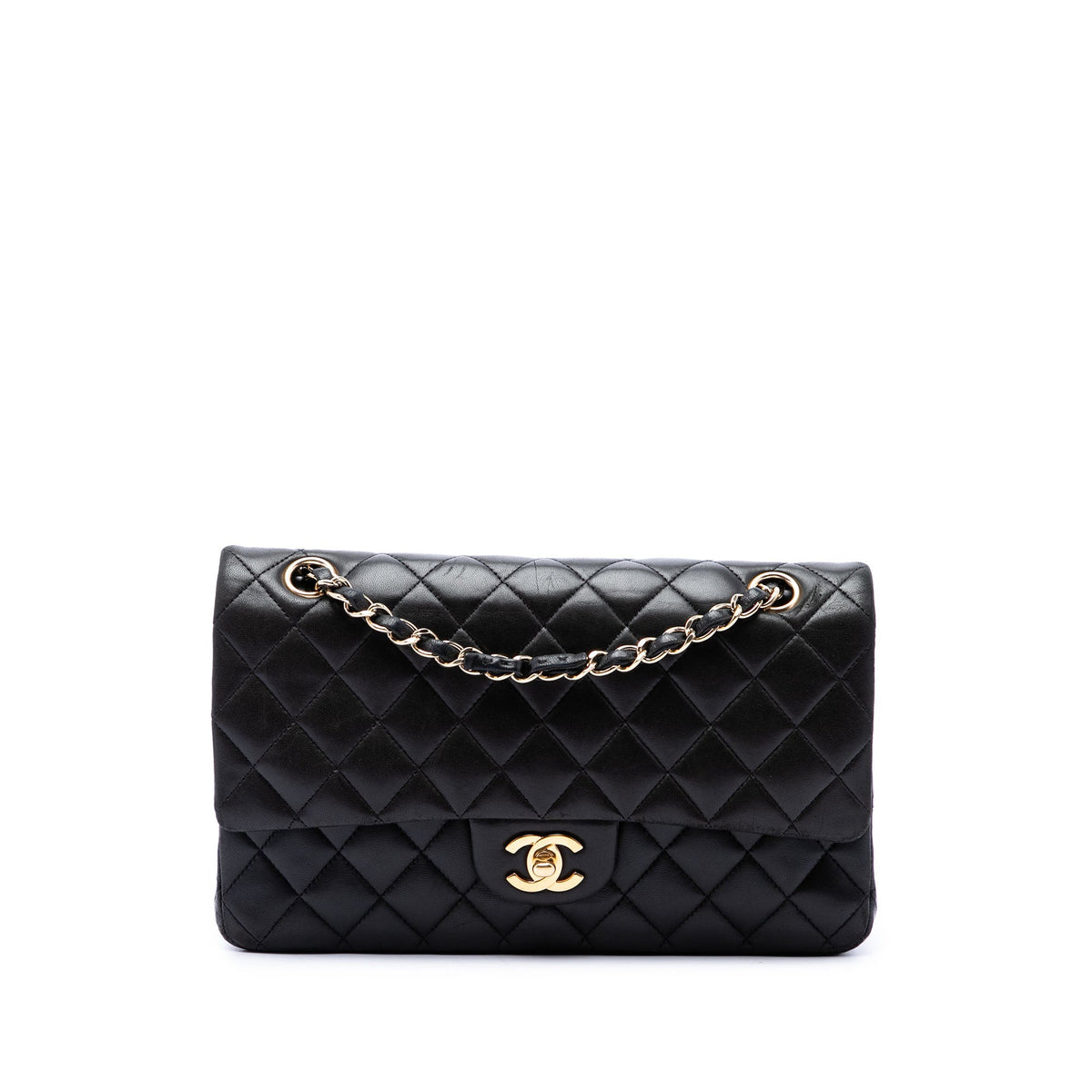 Chanel Medium Classic Lambskin Double Flap — Black