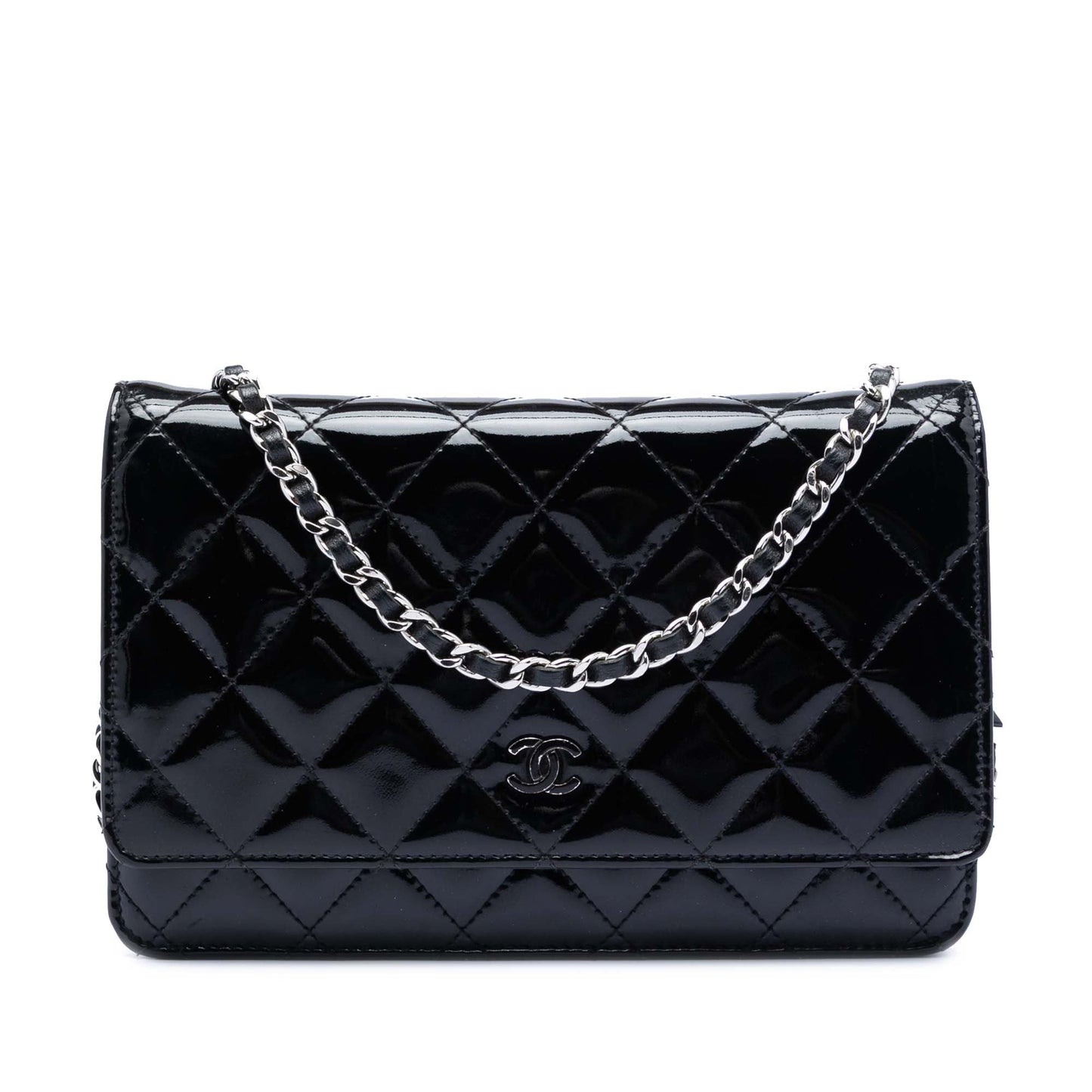 Chanel CC Quilted Patent Wallet On Chain