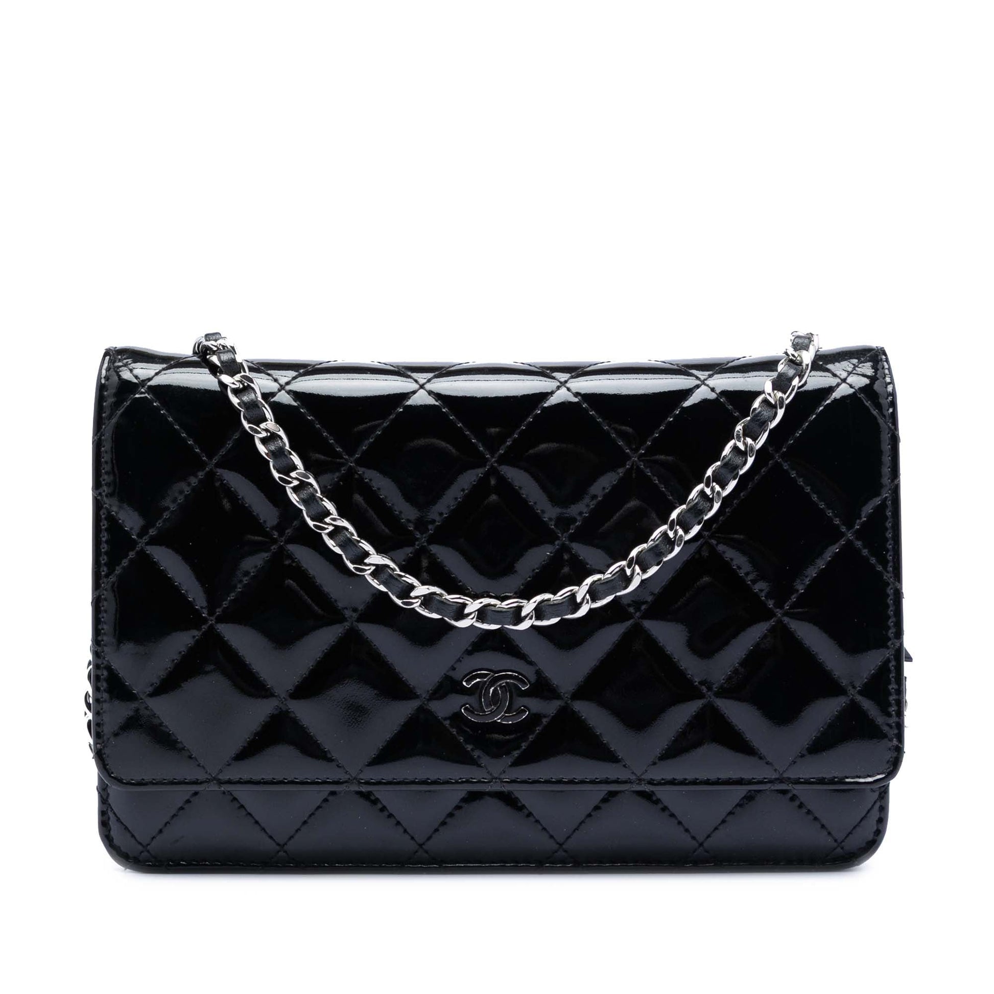 Chanel CC Quilted Patent Wallet On Chain