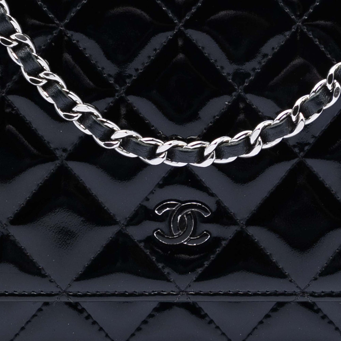 Chanel CC Quilted Patent Wallet On Chain
