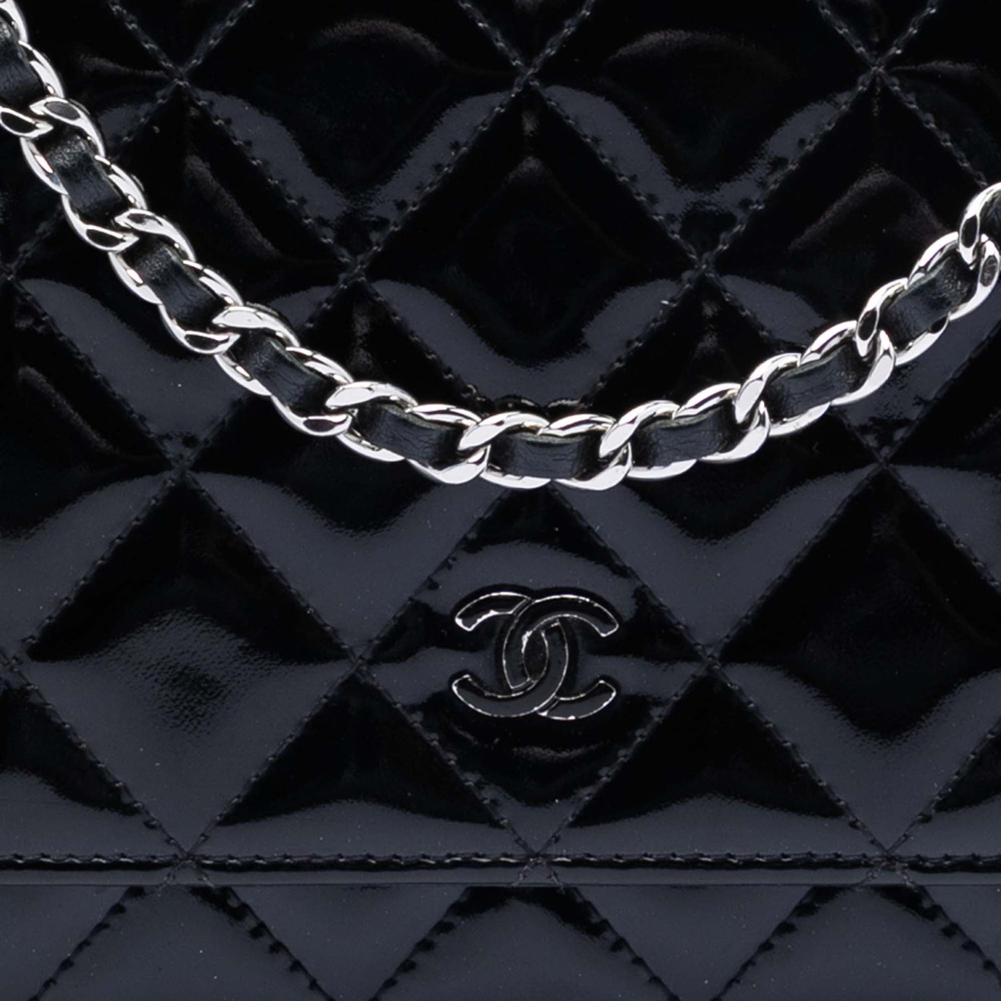 Chanel CC Quilted Patent Wallet On Chain