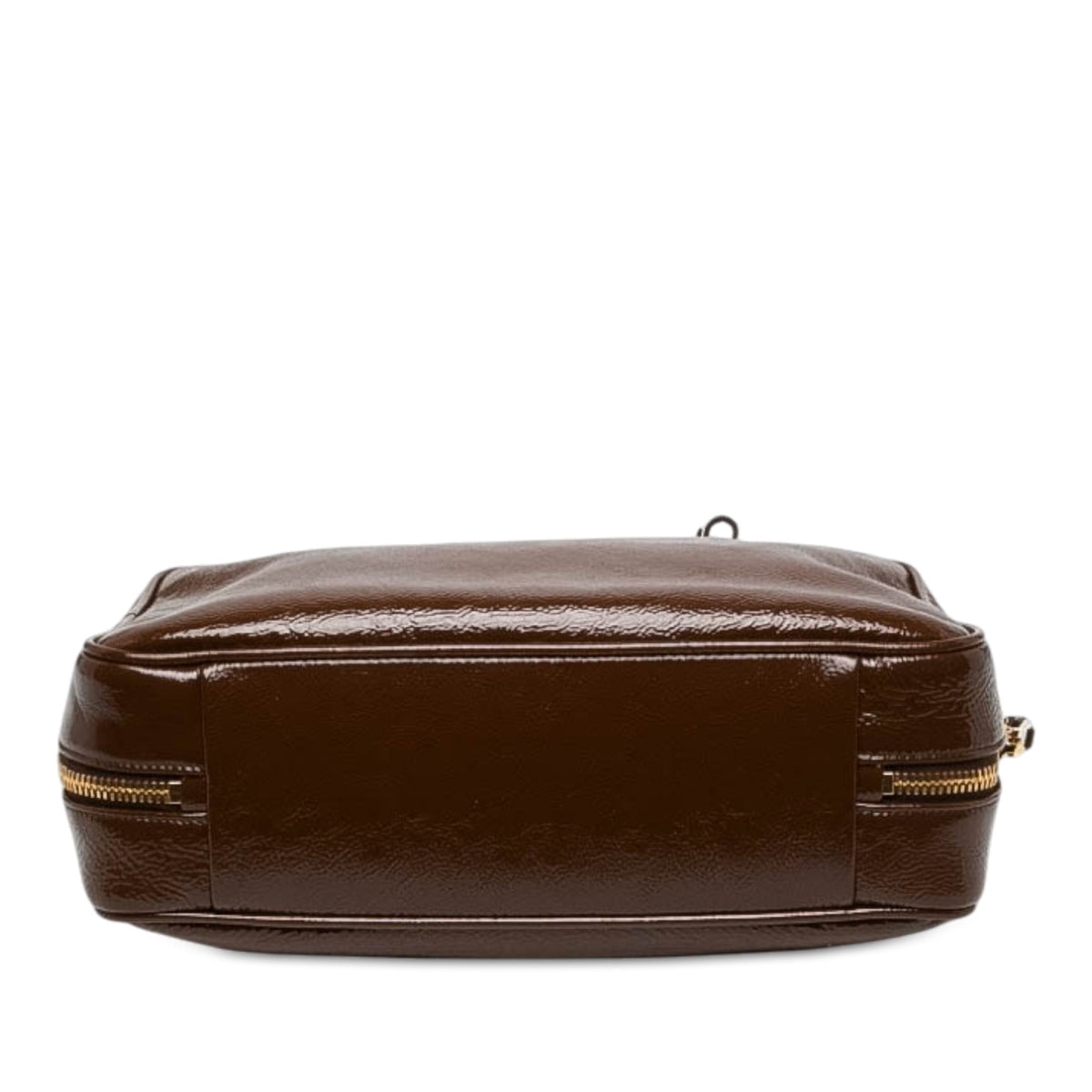 Miu Miu Large Naplak Patent Logo Beau Handbag — Brown