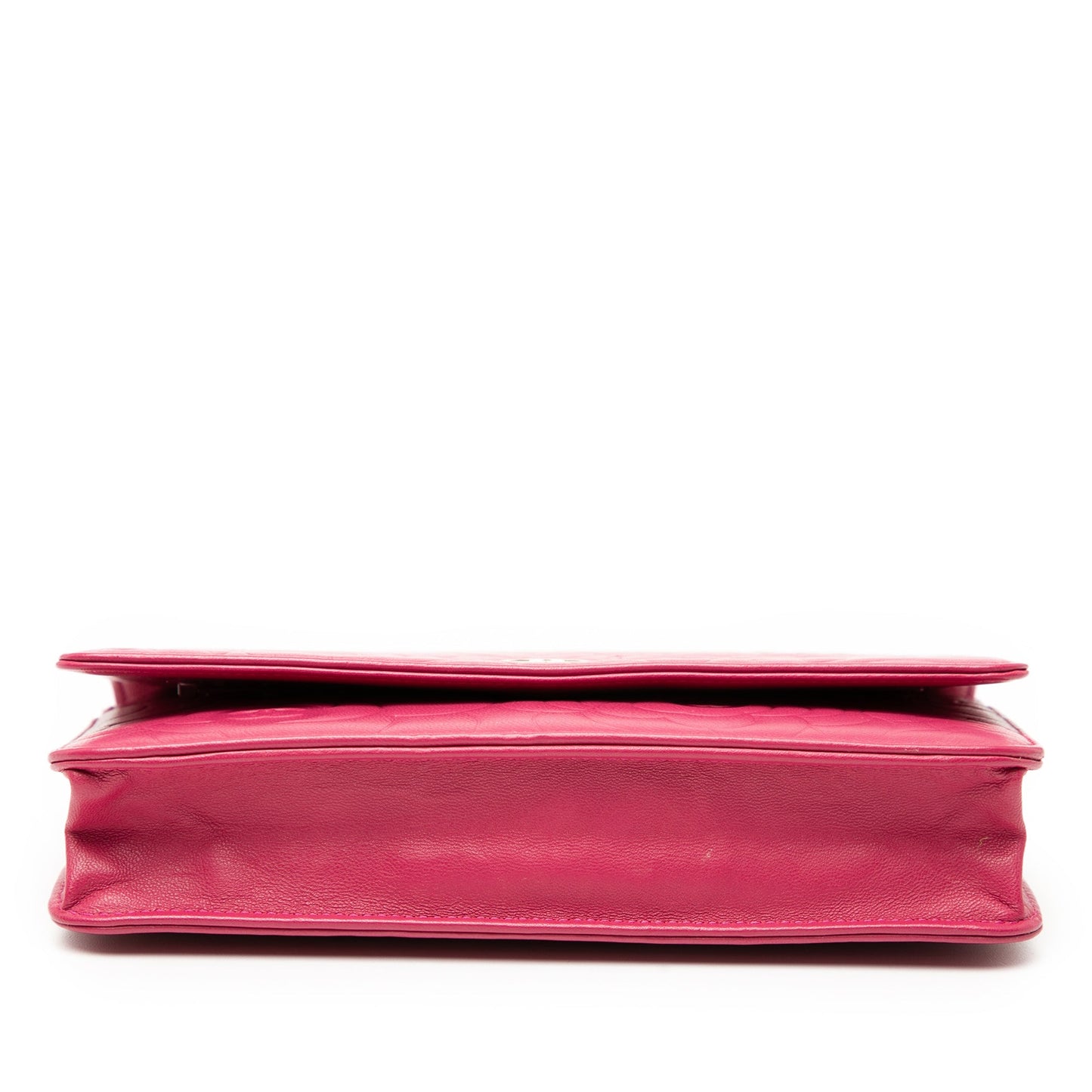 Chanel CC Embossed Lambskin Camellia Wallet On Chain