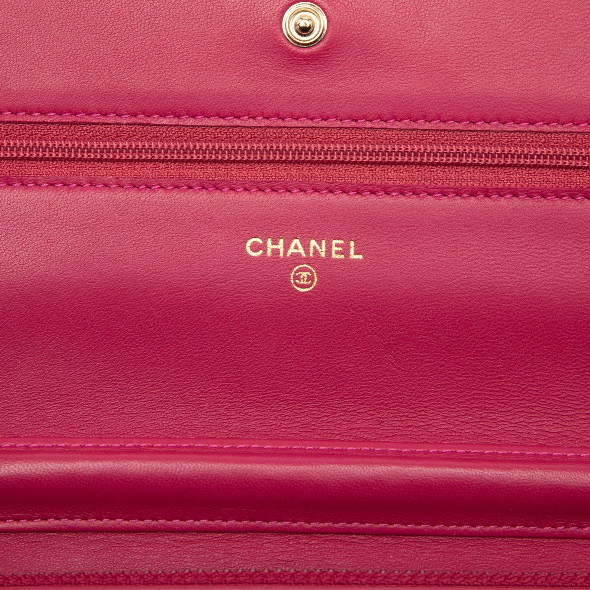 Chanel CC Embossed Lambskin Camellia Wallet On Chain