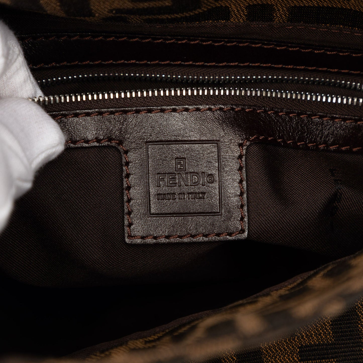 Fendi Zucca Canvas Double Flap Mamma
