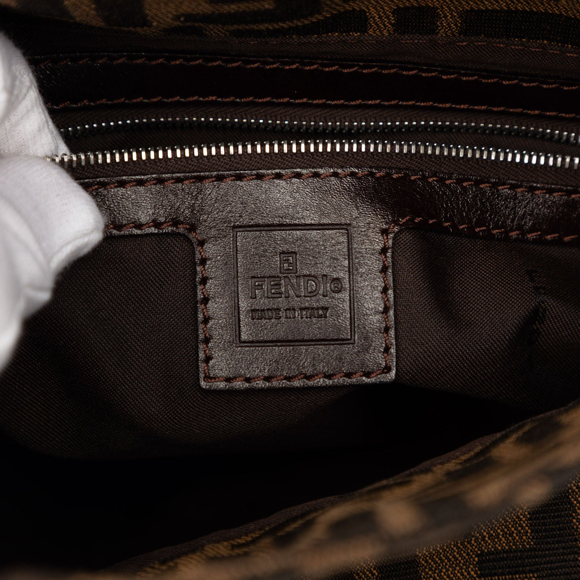 Fendi Zucca Canvas Double Flap Mamma