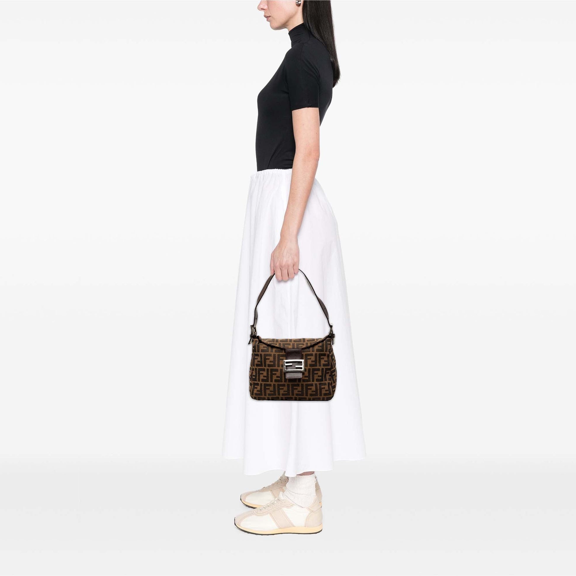 Fendi Zucca Canvas Double Flap Mamma