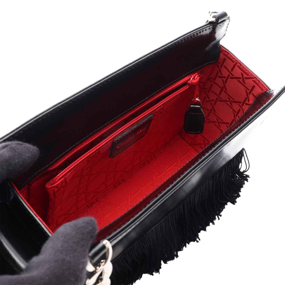 Dior Leather Fringe Chain Crossbody