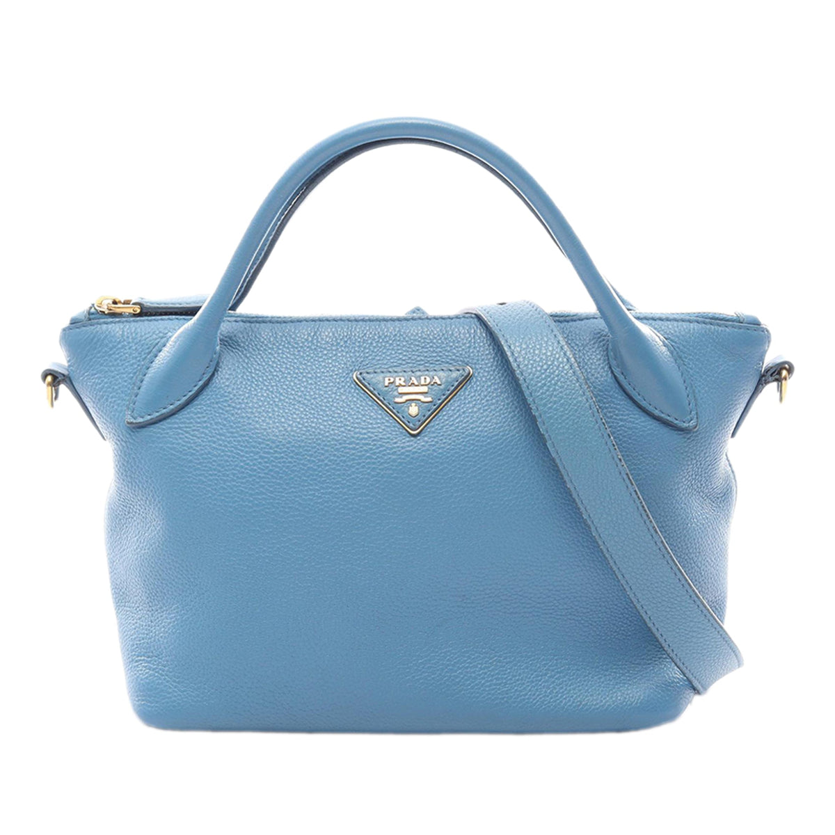 Prada Vitello Daino Satchel — Blue