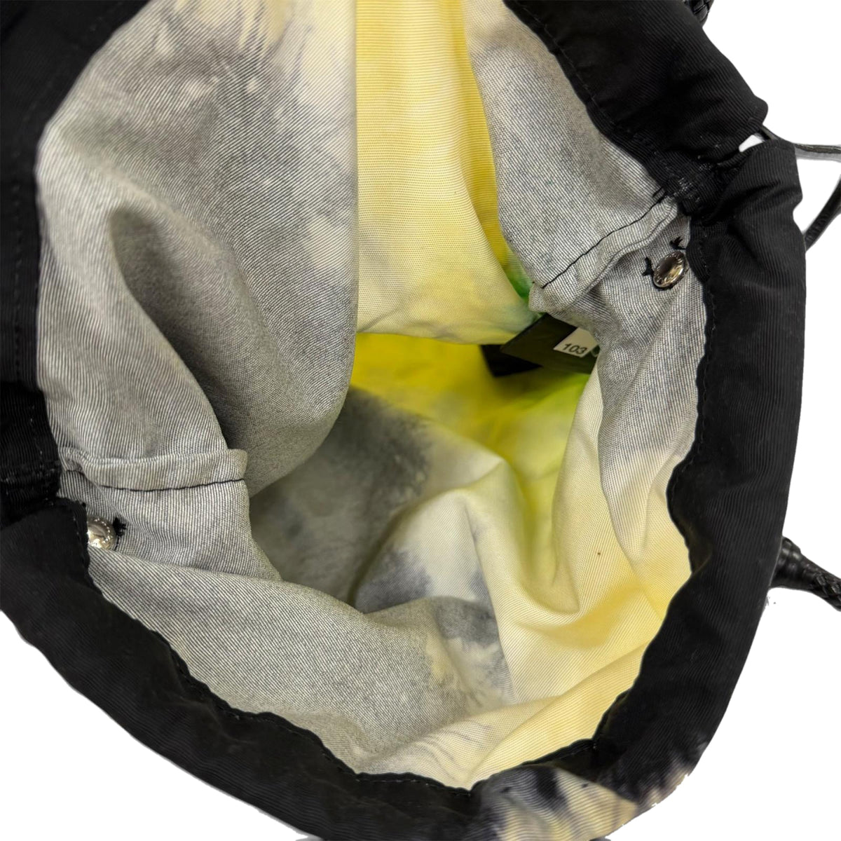 Prada Mesh Leather and Tie Dye Printed Tessuto Bucket Bag