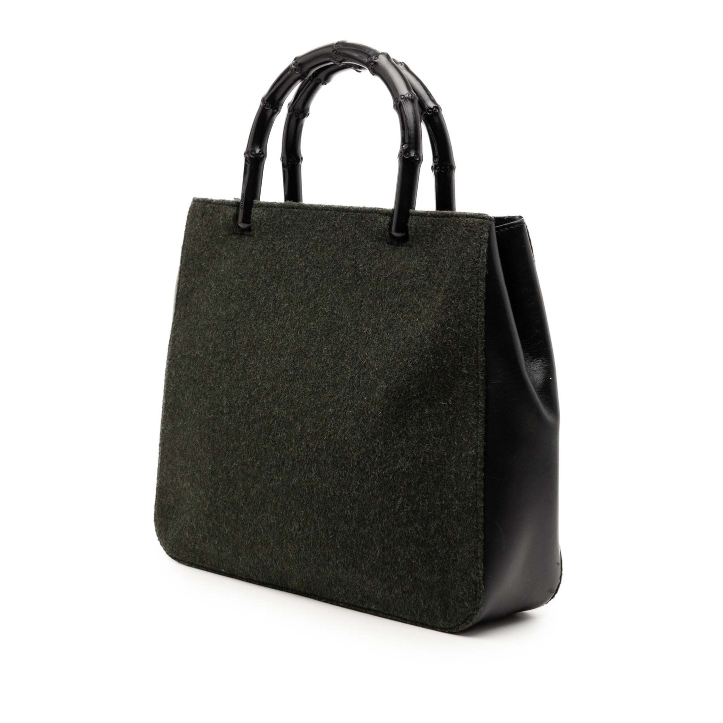 Wool and Calfskin Bamboo Top Handle Bag