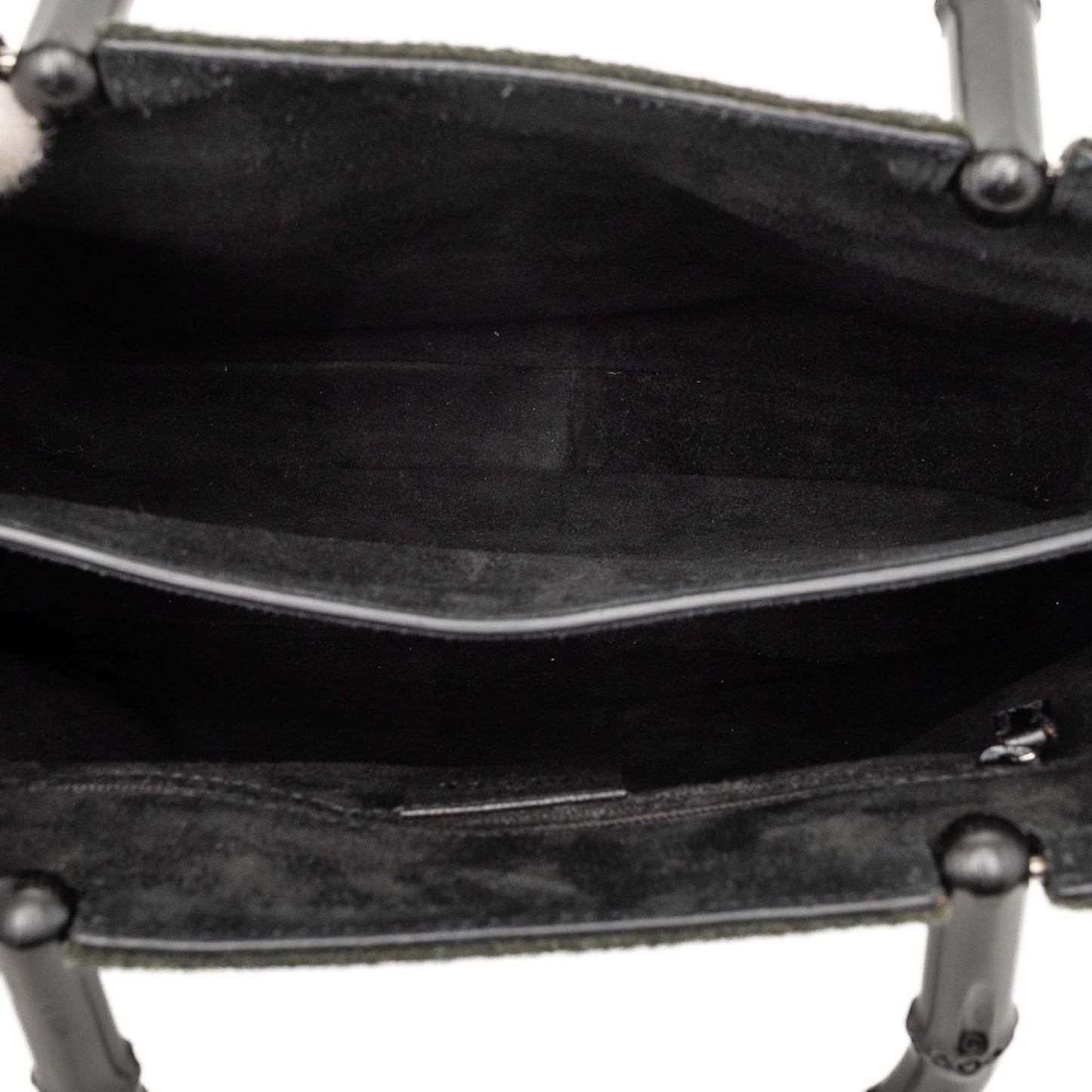 Wool and Calfskin Bamboo Top Handle Bag