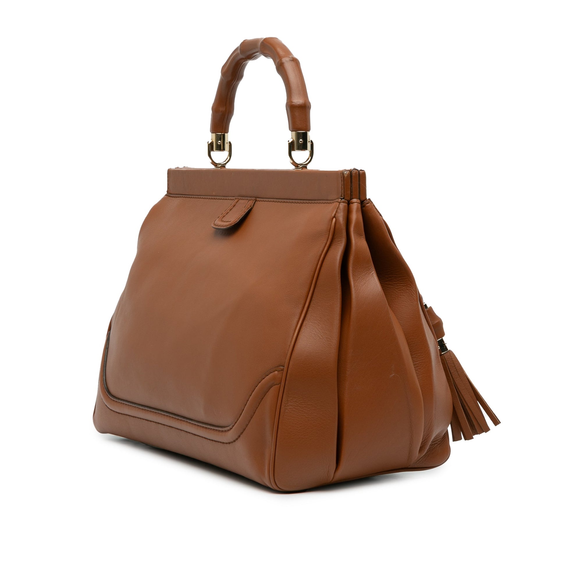 Gucci Medium Calfskin Bold Bamboo Top Handle