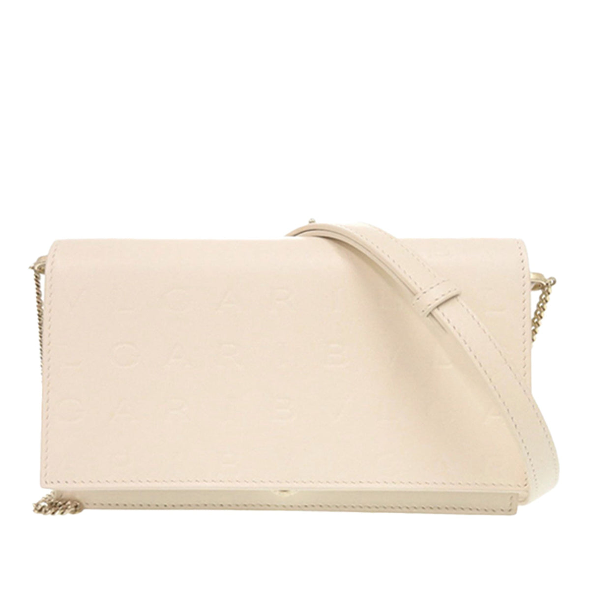 Bvlgari Leather Infinitum Wallet on Chain — White