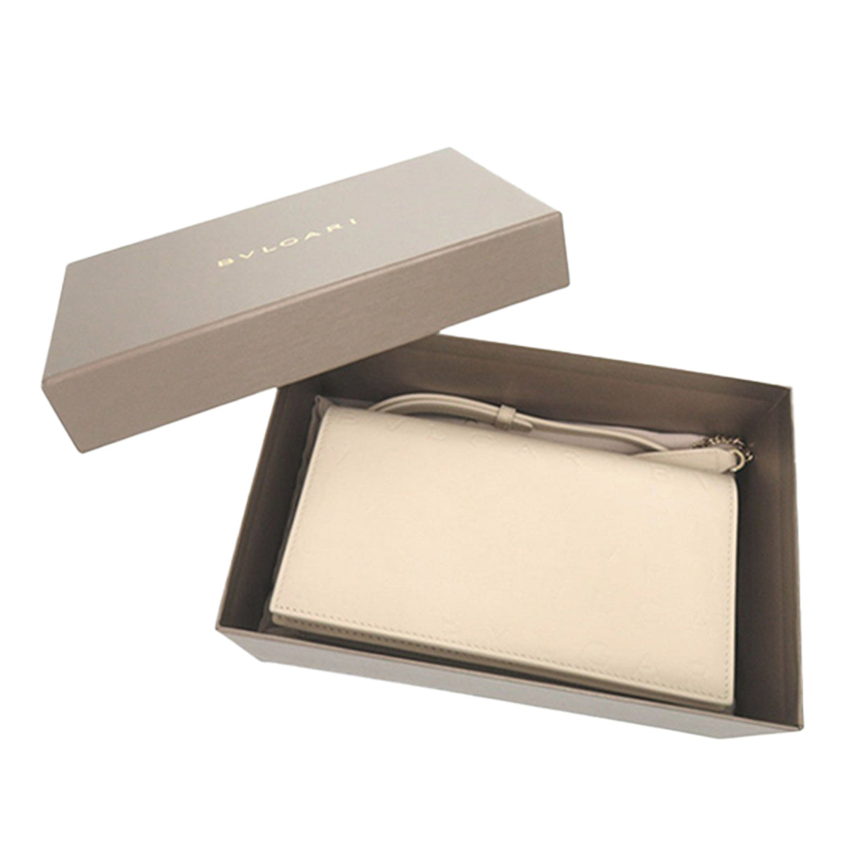 Bvlgari Leather Infinitum Wallet on Chain — White