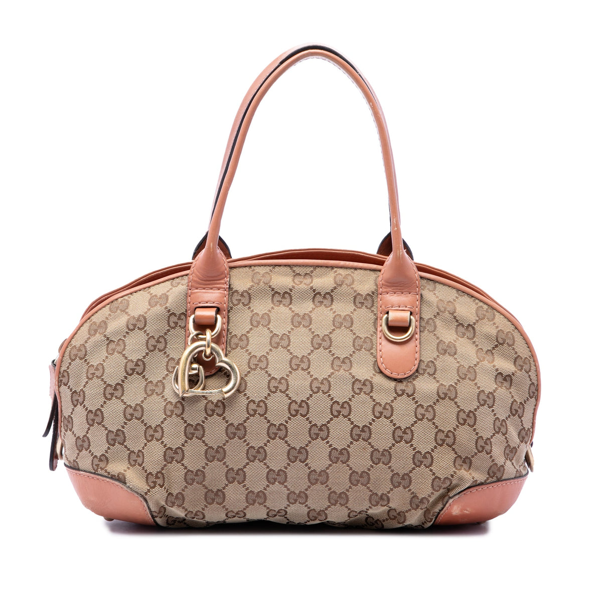 Gucci GG Canvas Heart Bit Satchel — Beige