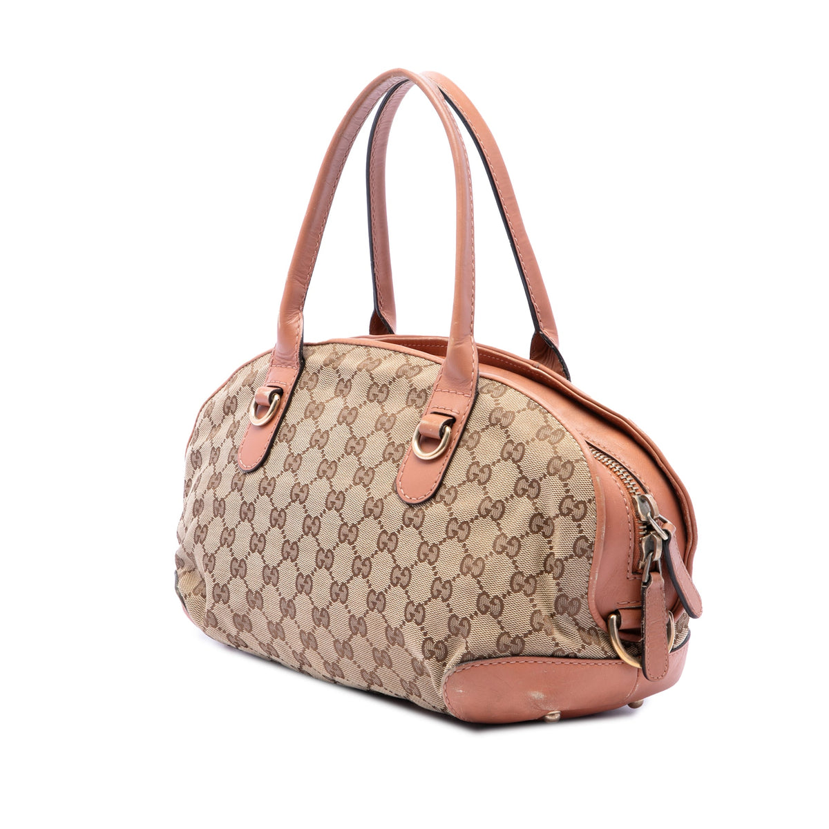 Gucci GG Canvas Heart Bit Satchel — Beige