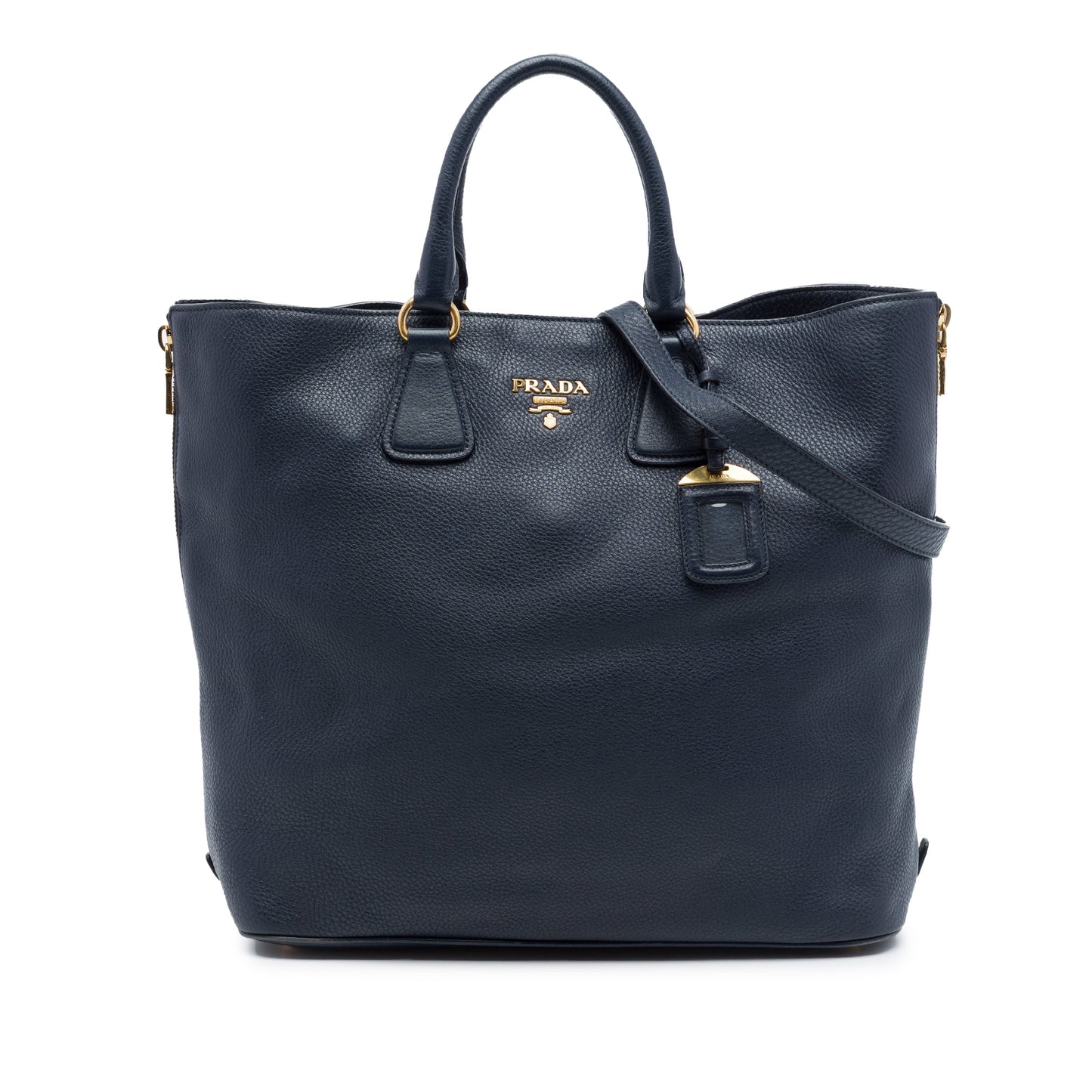 Prada Vitello Daino Side Zip Open Convertible Tote