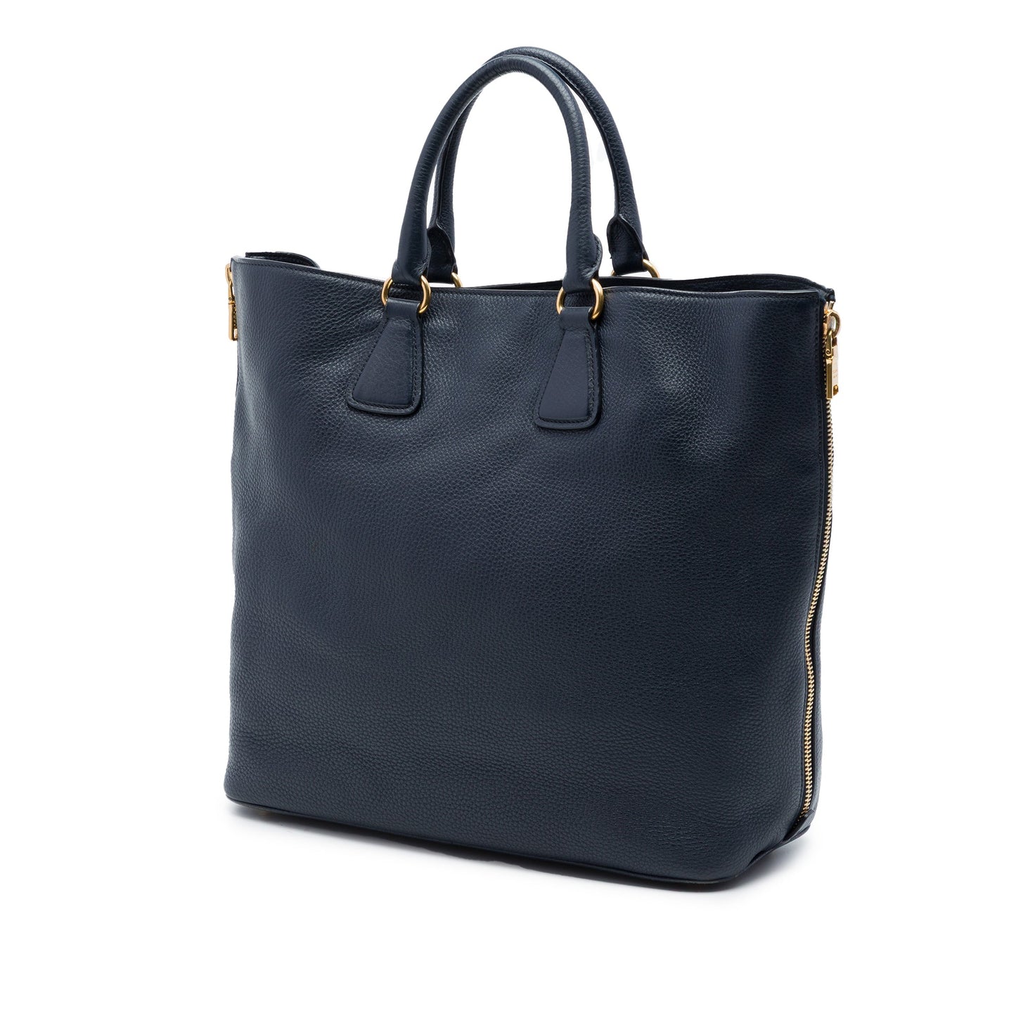 Prada Vitello Daino Side Zip Open Convertible Tote