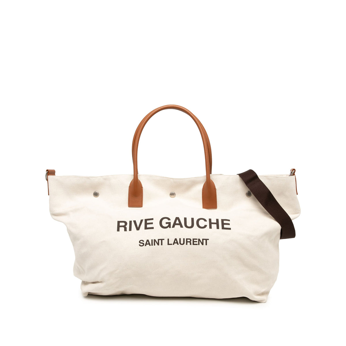 Saint Laurent Maxi Canvas Rive Gauche Shopper Tote — White