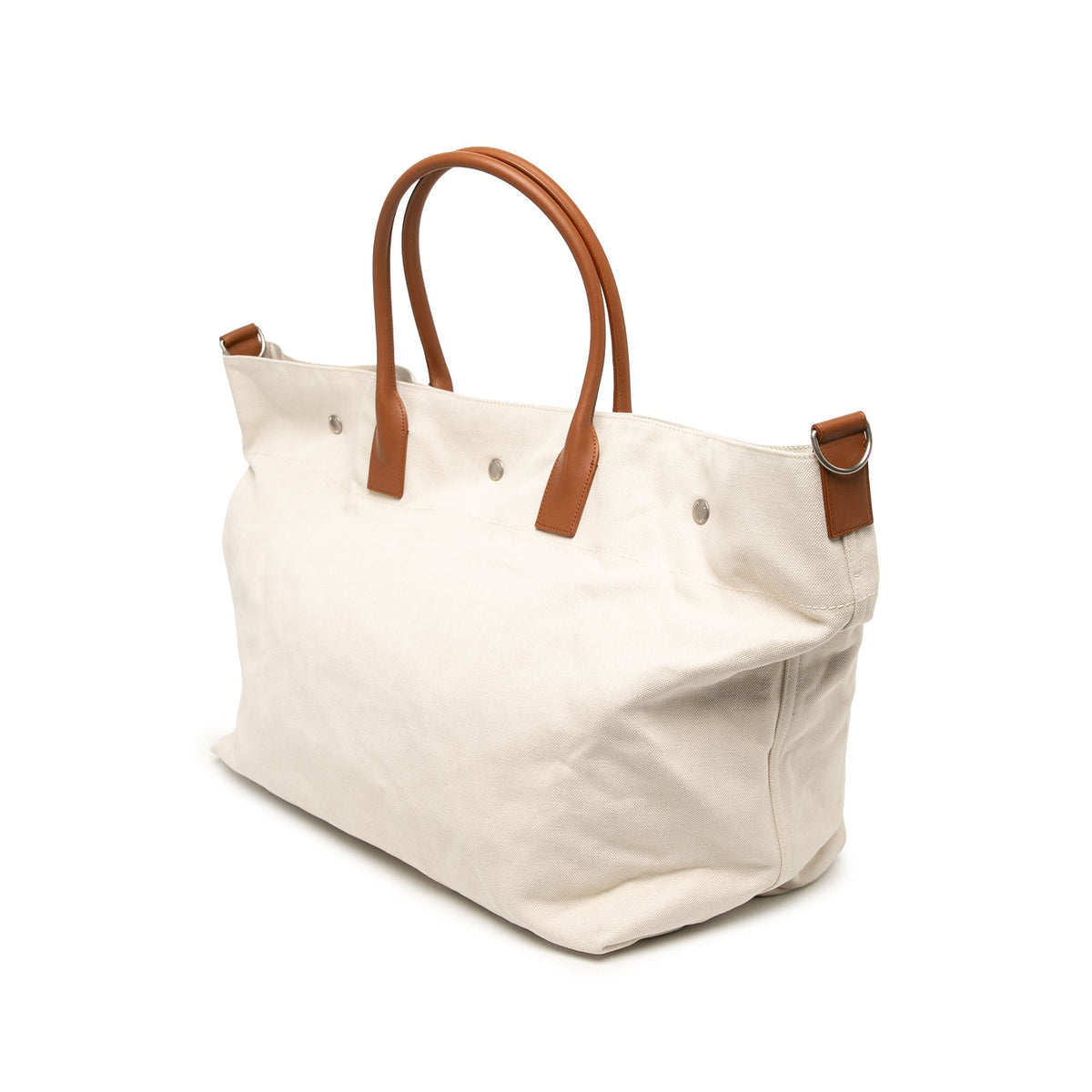 Saint Laurent Maxi Canvas Rive Gauche Shopper Tote — White
