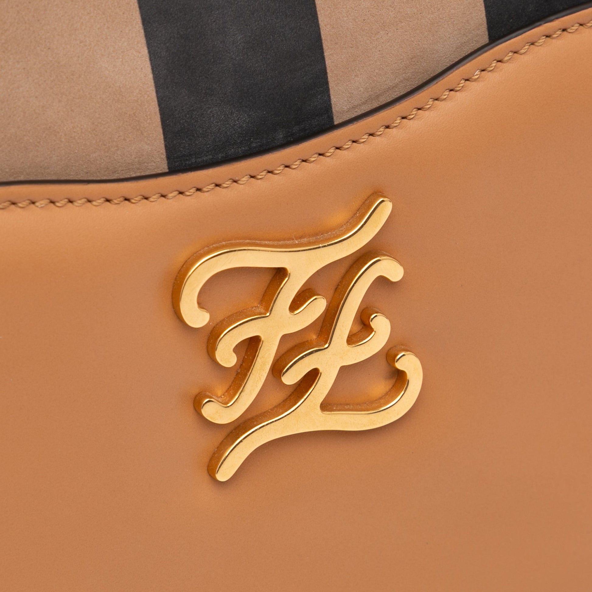 Fendi Calfskin Vitello King Nubuck Pequin Karligraphy Pocket Shoulder Bag