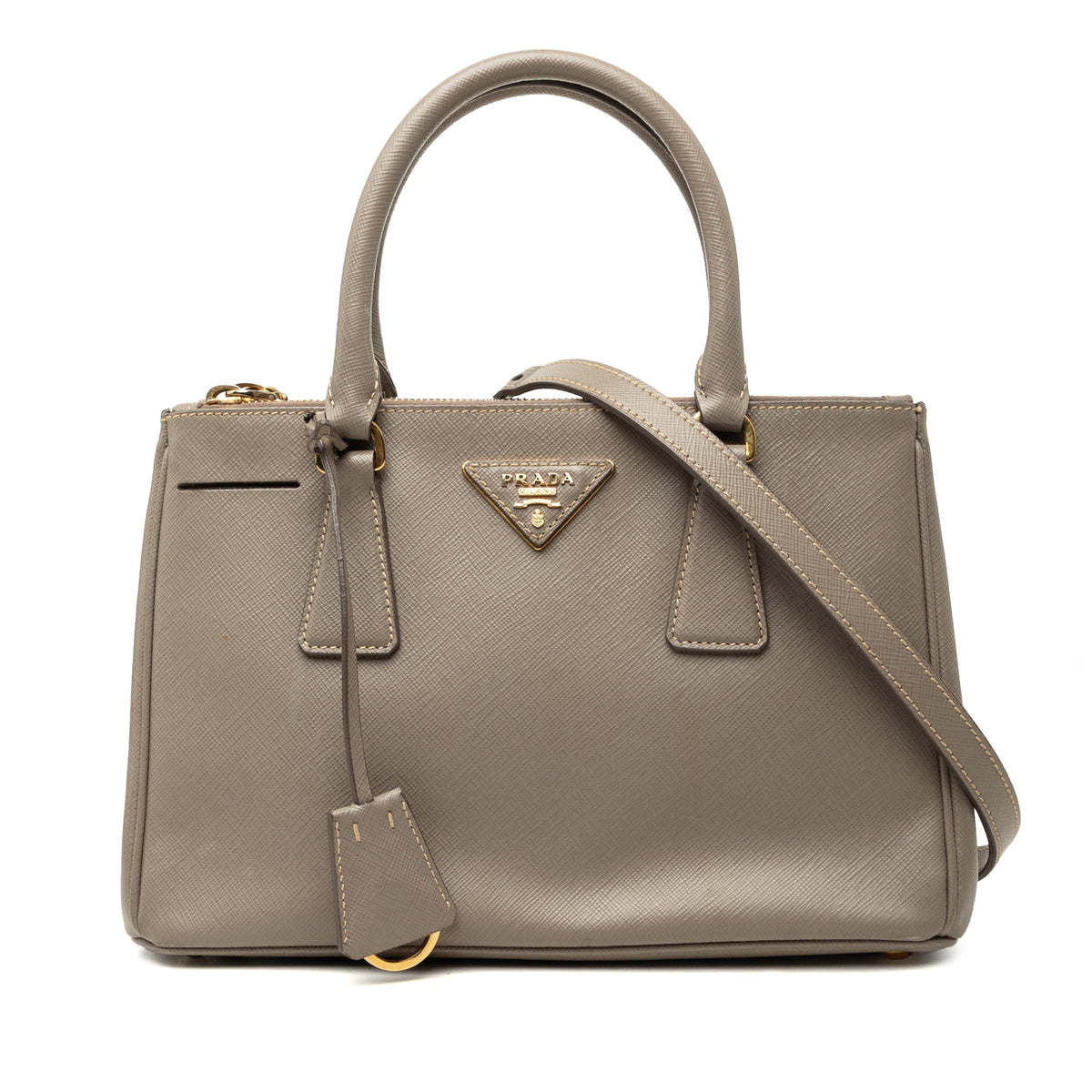 Prada Mini Saffiano Lux Galleria Double Zip Satchel