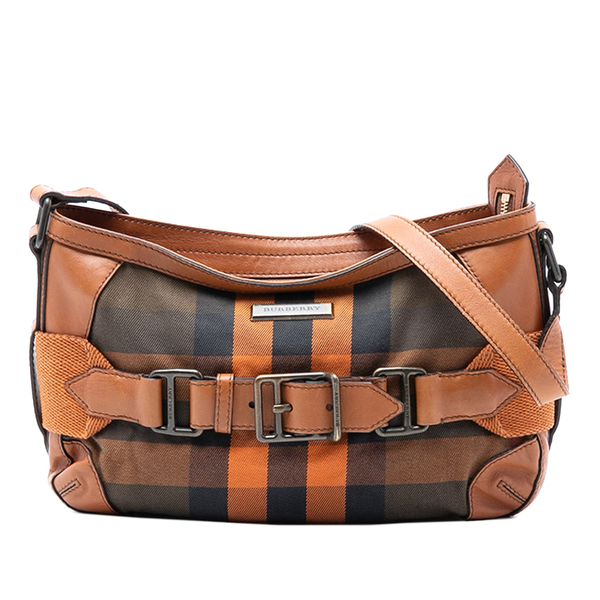 Burberry Mega Check Canvas and Leather Belted Crossbody