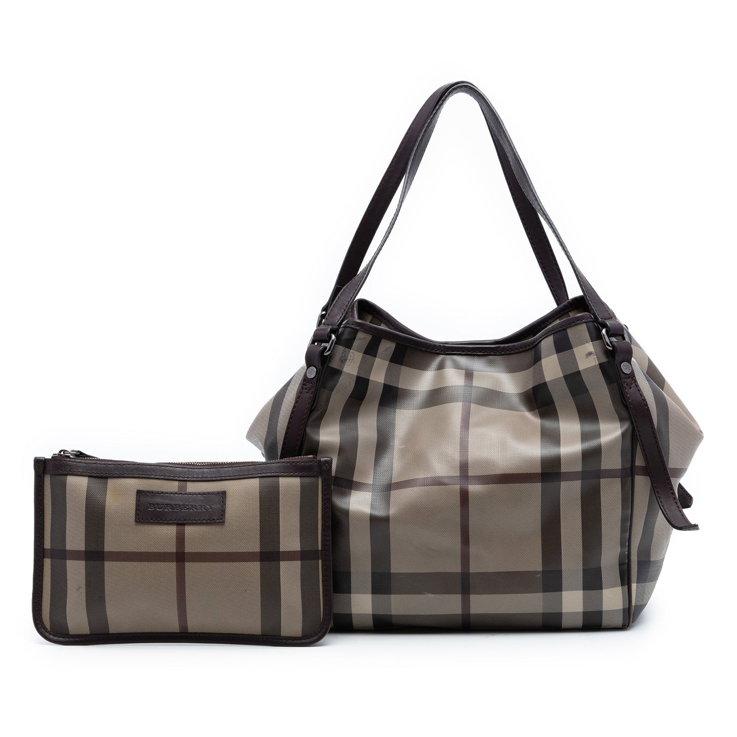 Burberry Small Smoke Check Coated Canvas Canterbury Tote
