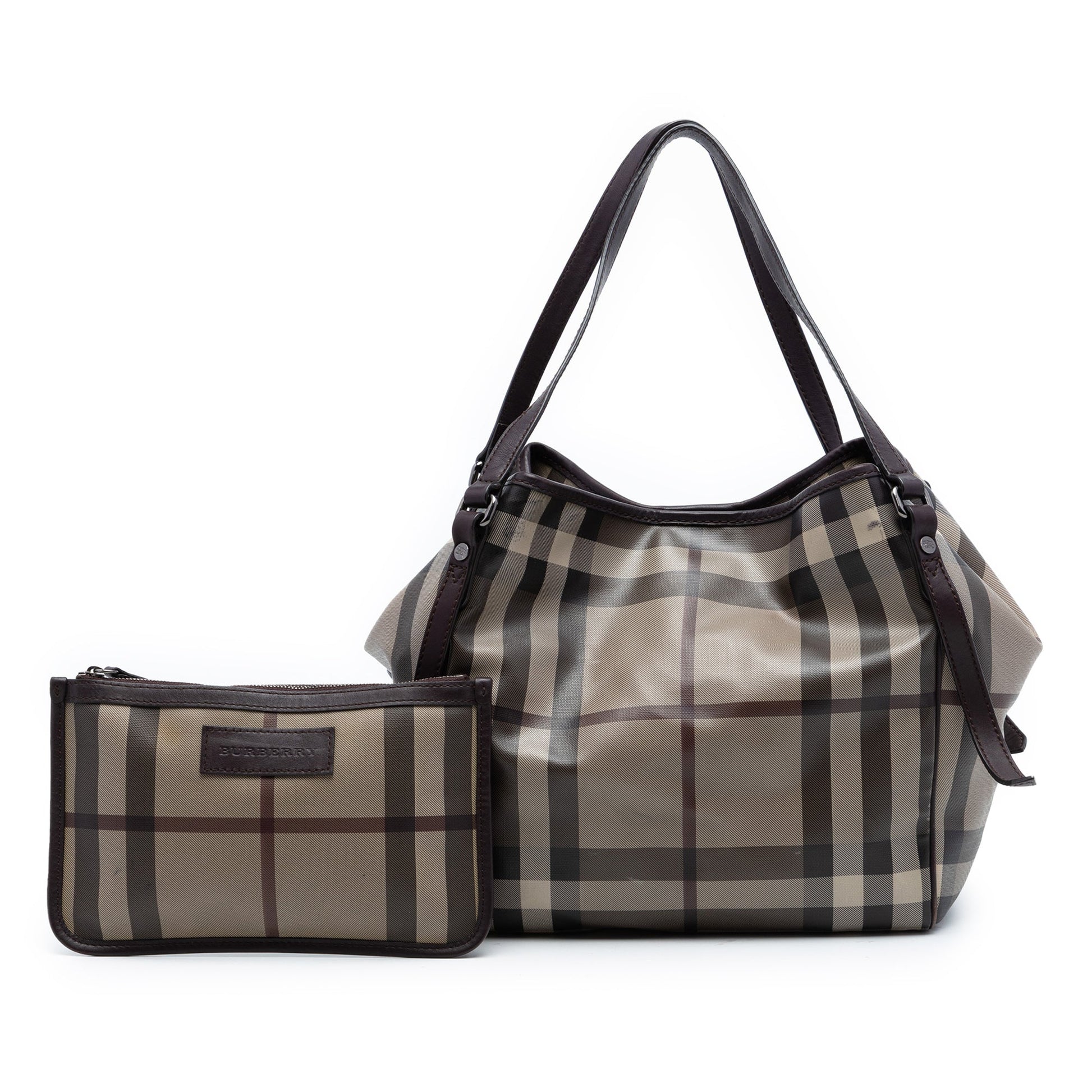 Burberry Small Smoke Check Coated Canvas Canterbury Tote