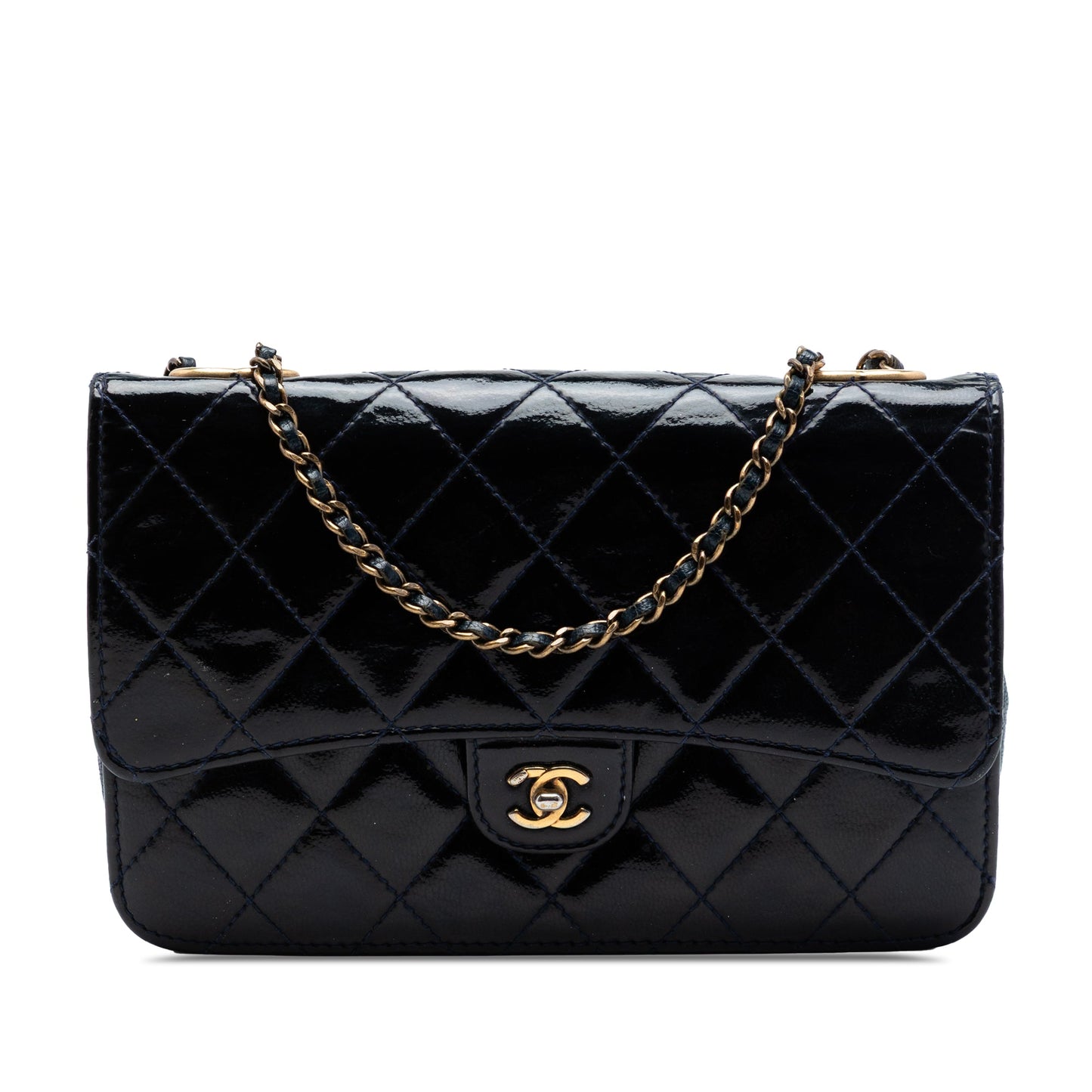 Chanel Quilted Patent and Goatskin CC Eyelet Wallet On Chain