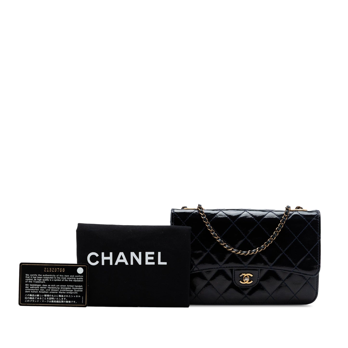 Chanel Quilted Patent and Goatskin CC Eyelet Wallet On Chain