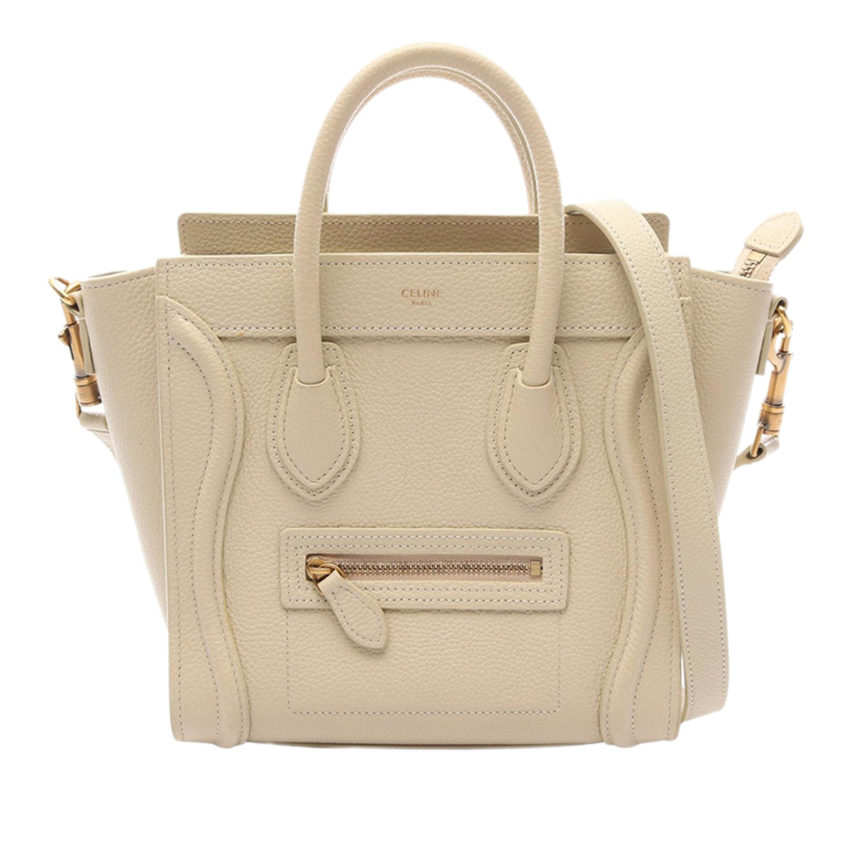 Celine Nano Leather Luggage Tote — Beige