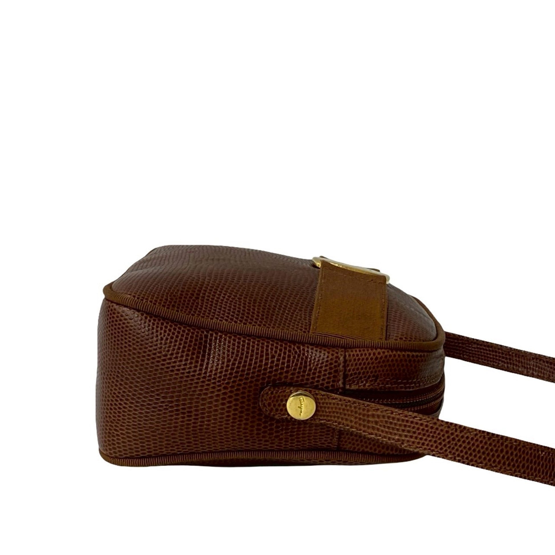Ferragamo Lizard Embossed Leather Vara Crossbody