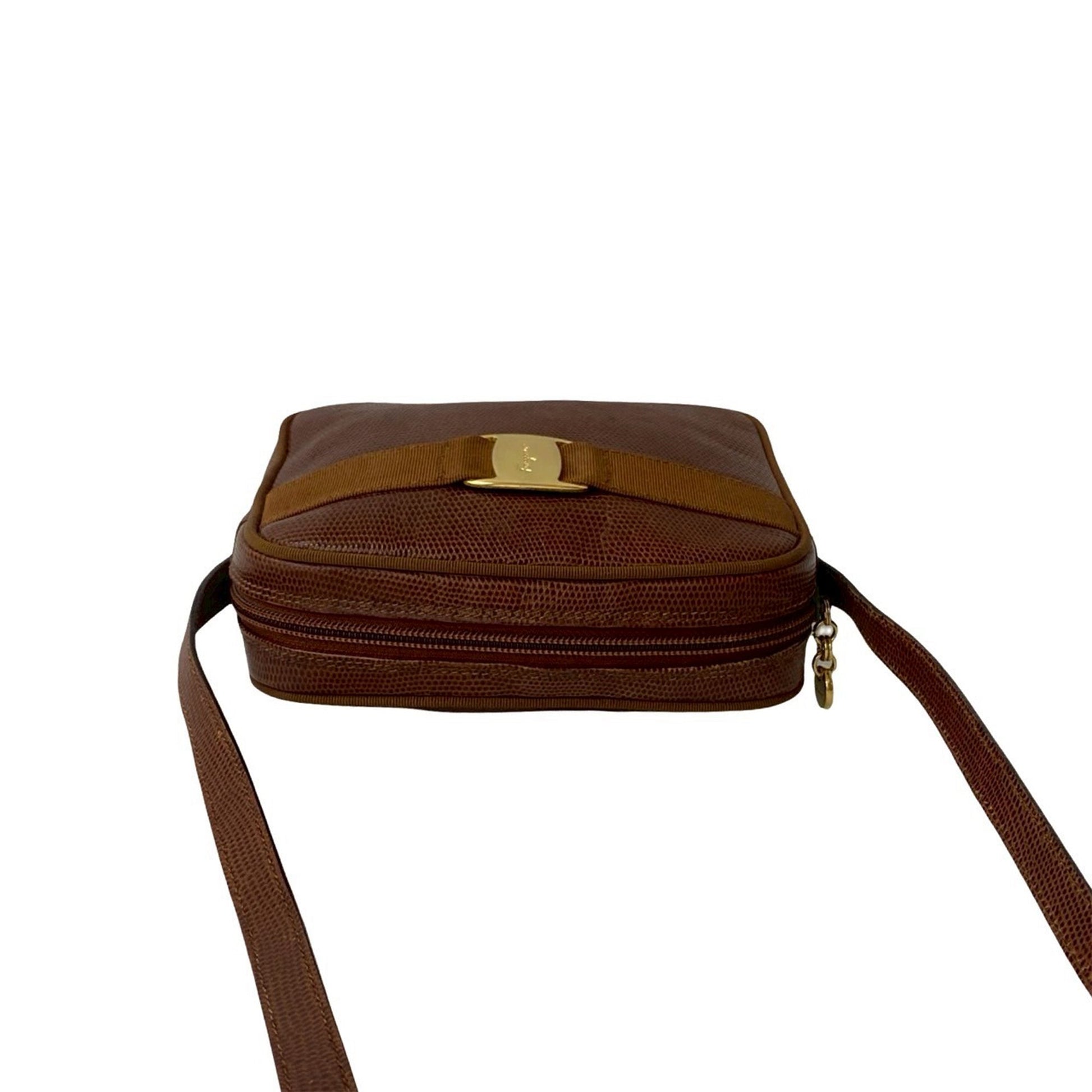 Ferragamo Lizard Embossed Leather Vara Crossbody