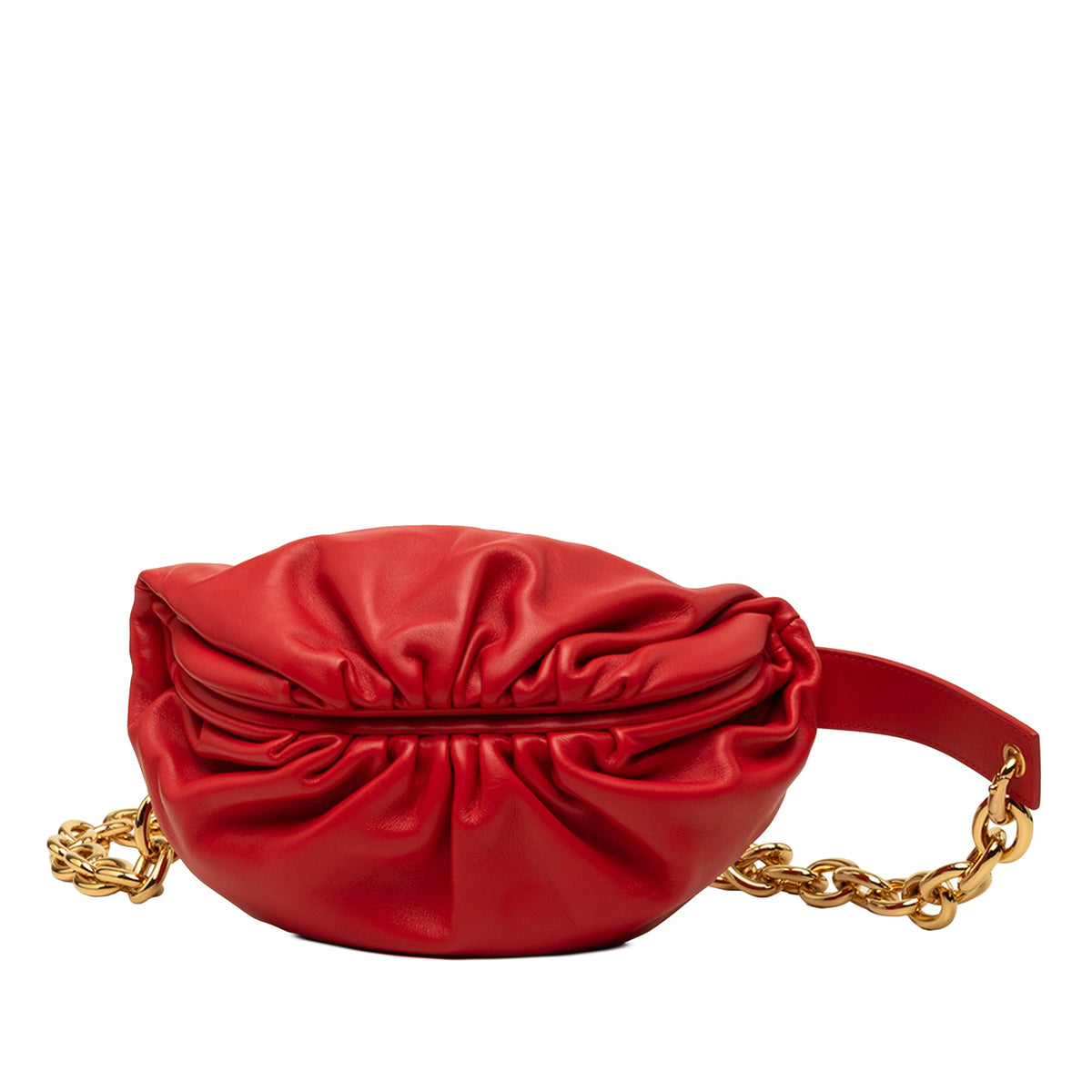 Bottega Veneta Lambskin Belt Chain Pouch — Red