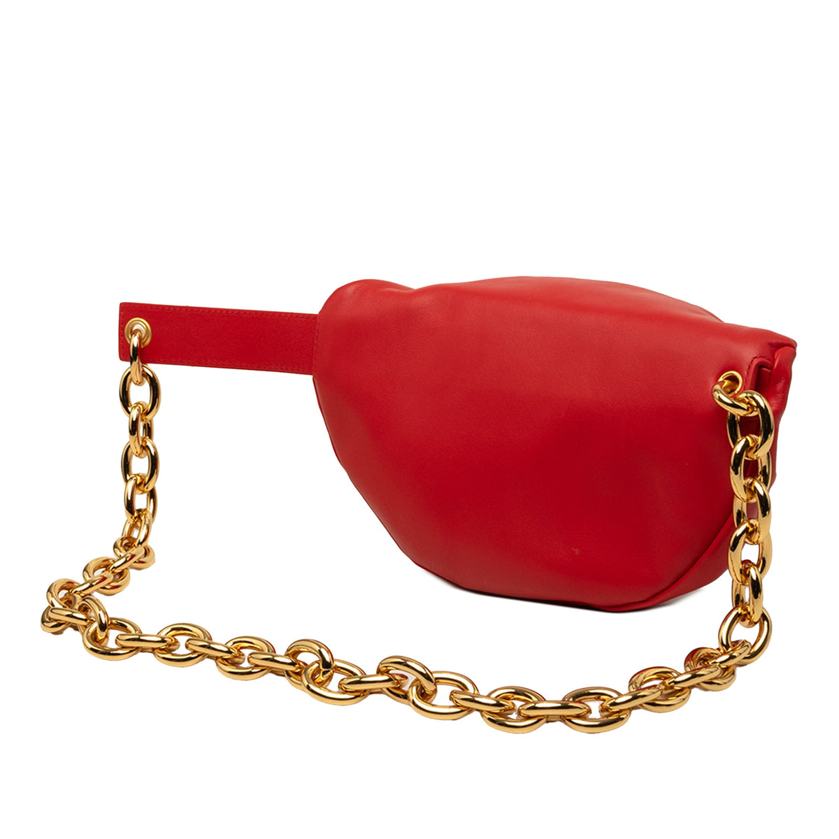 Bottega Veneta Lambskin Belt Chain Pouch — Red