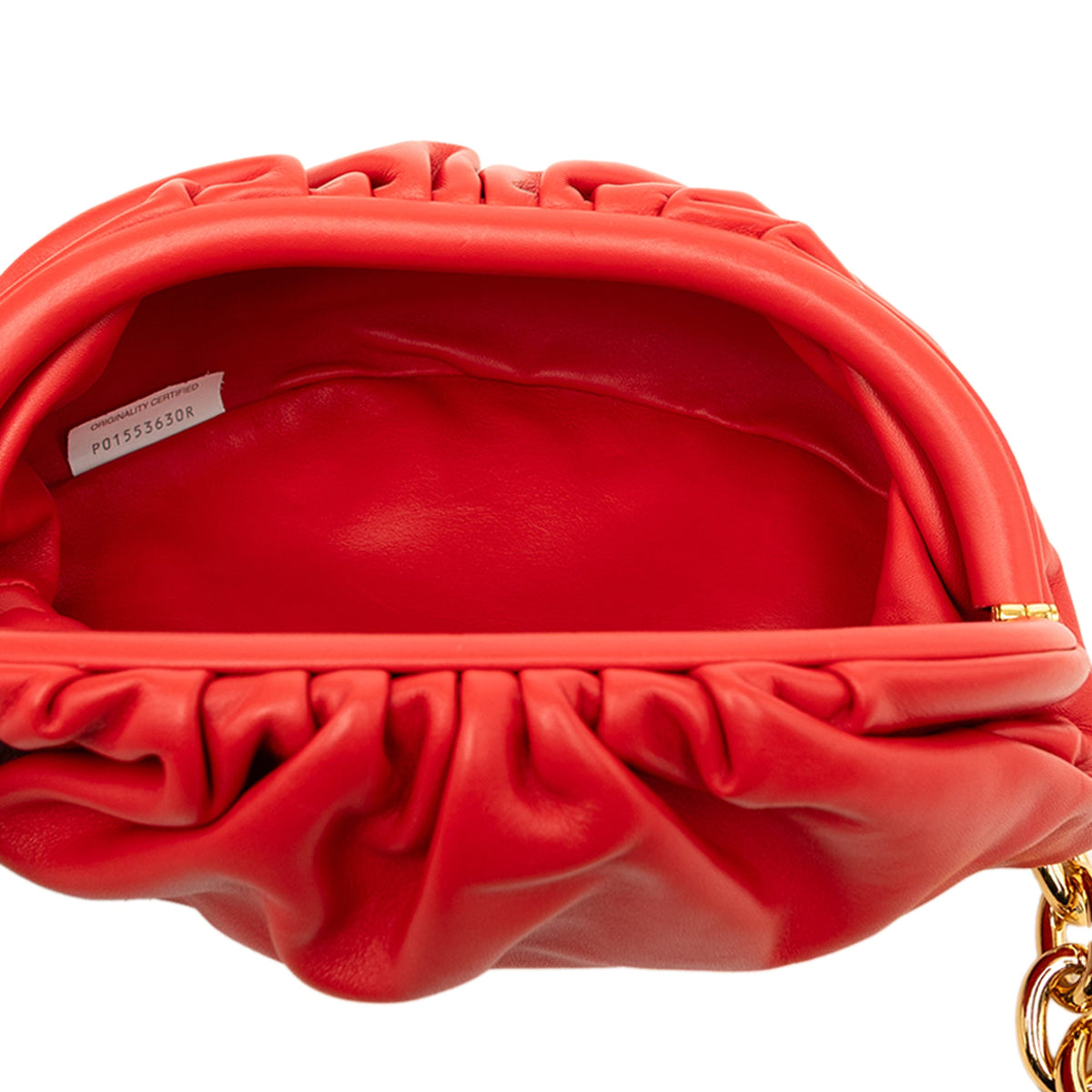 Bottega Veneta Lambskin Belt Chain Pouch — Red