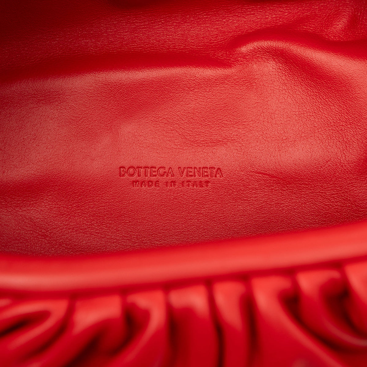 Bottega Veneta Lambskin Belt Chain Pouch — Red