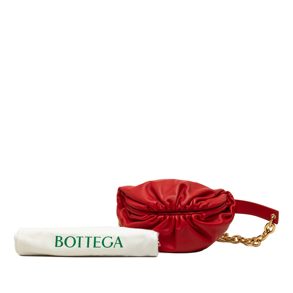 Bottega Veneta Lambskin Belt Chain Pouch — Red