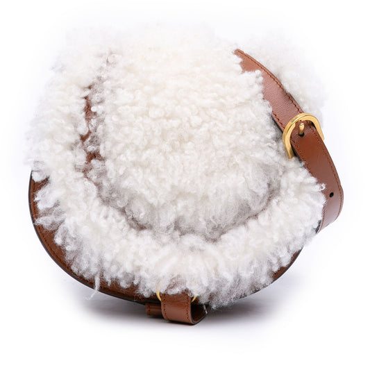 Chloé Mini Shearling and Calfskin Marcie Saddle Crossbody