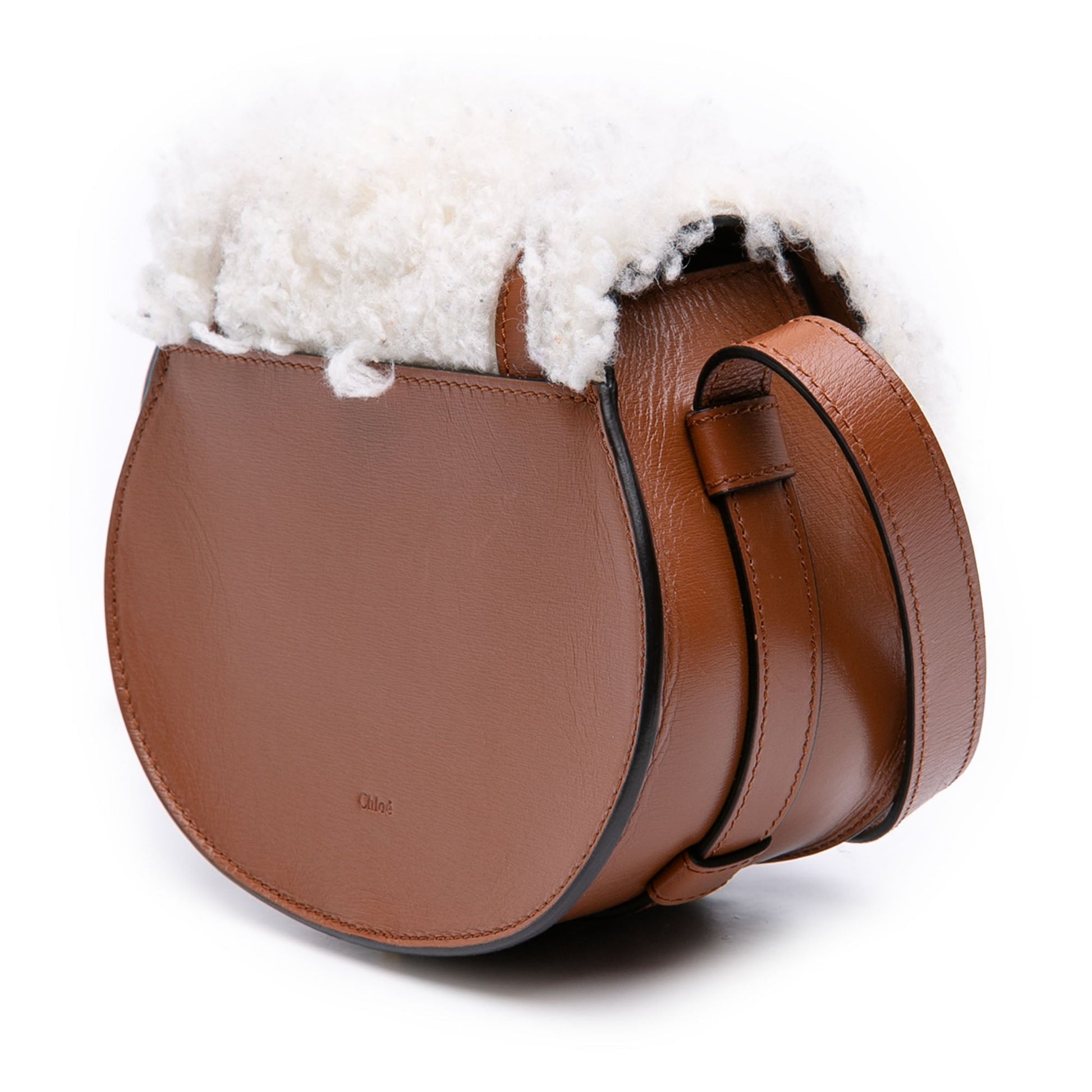 Chloé Mini Shearling and Calfskin Marcie Saddle Crossbody