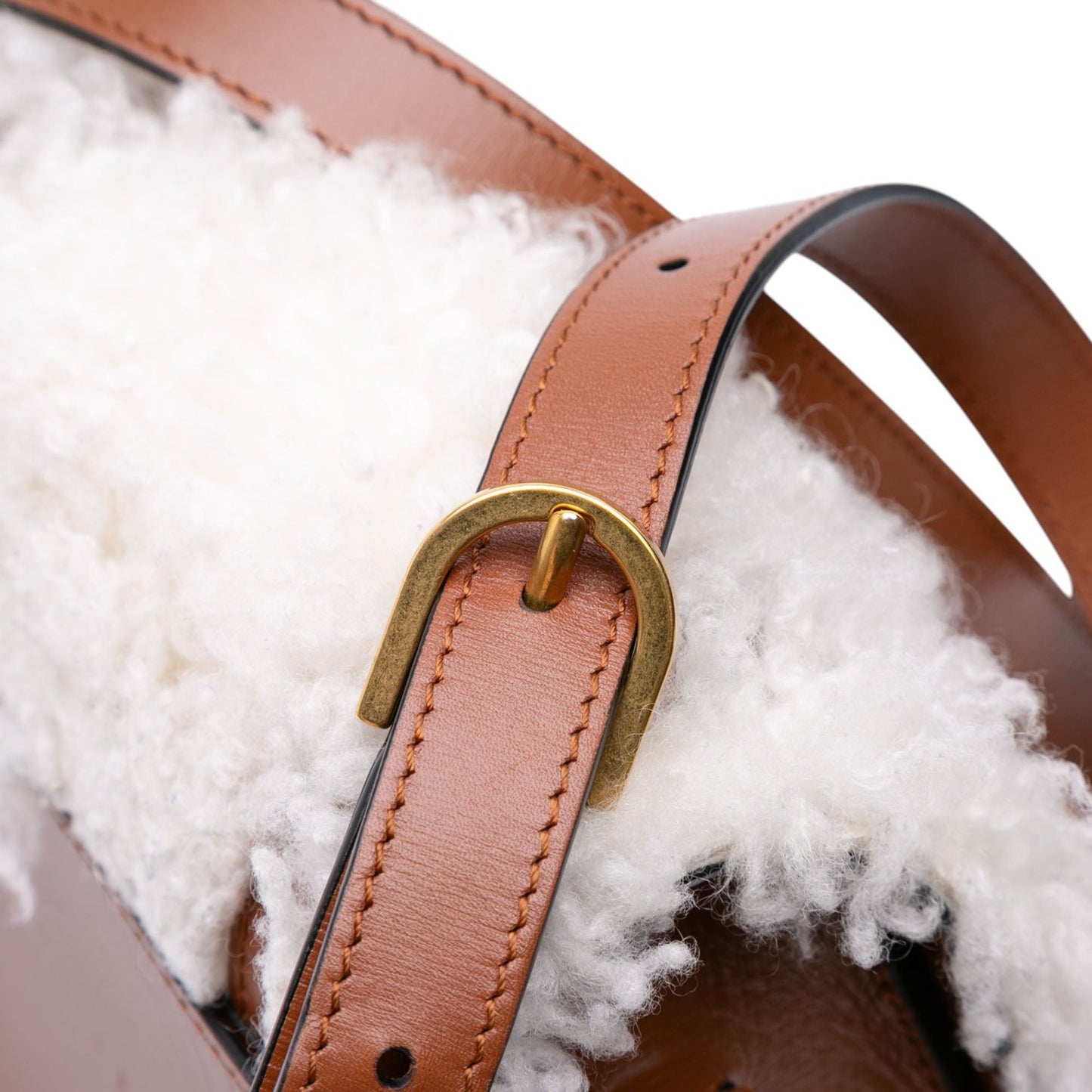 Chloé Mini Shearling and Calfskin Marcie Saddle Crossbody