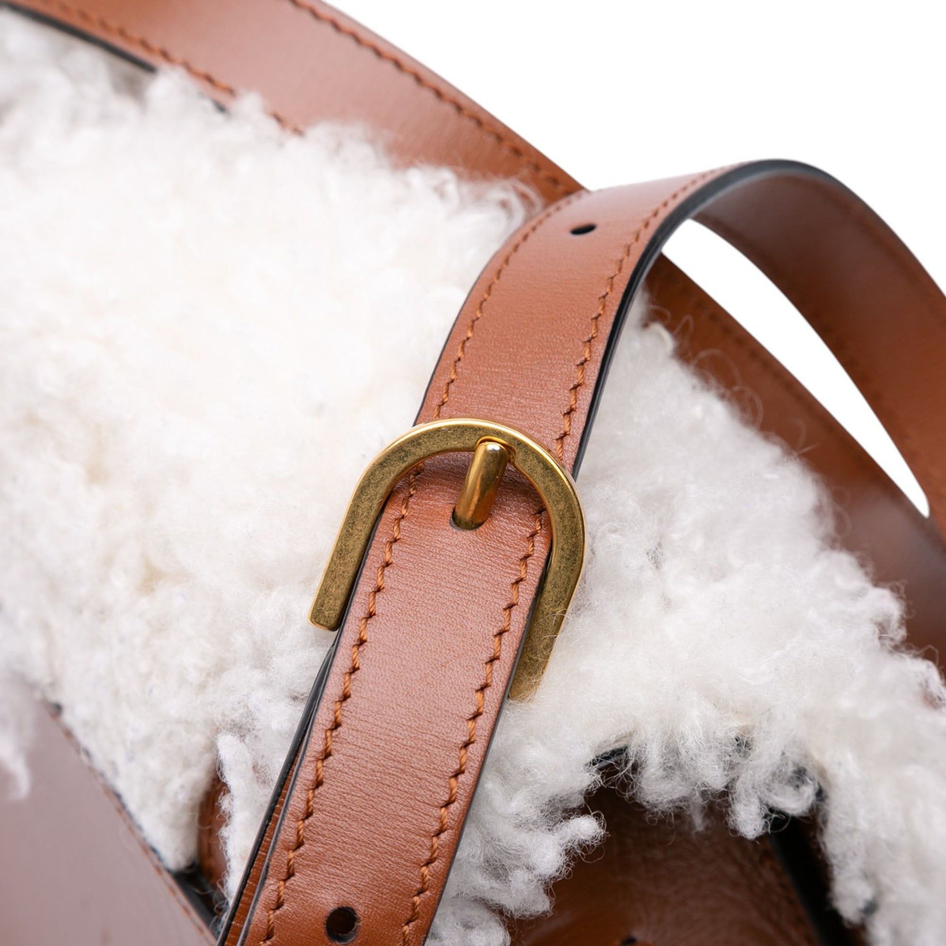 Chloé Mini Shearling and Calfskin Marcie Saddle Crossbody