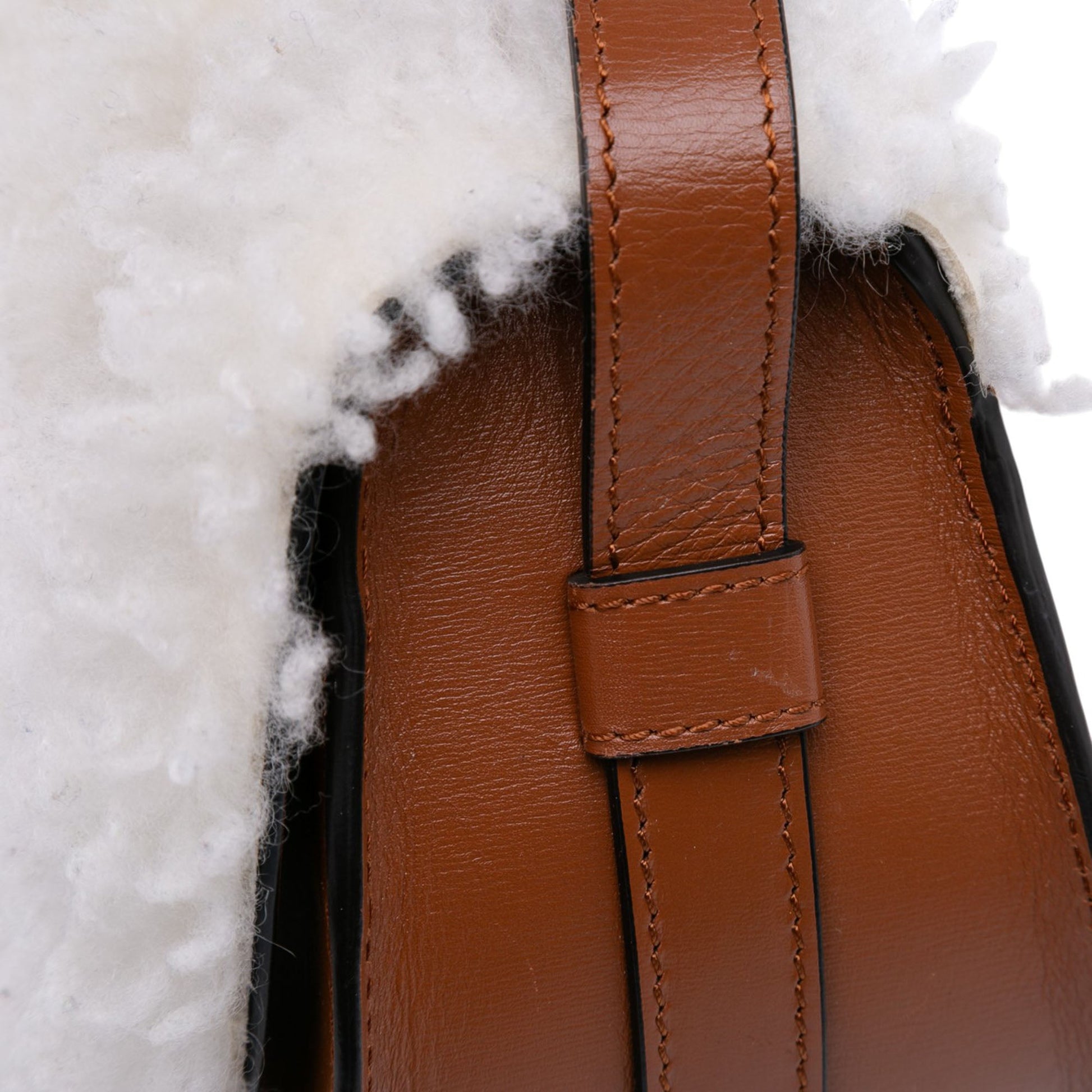 Chloé Mini Shearling and Calfskin Marcie Saddle Crossbody